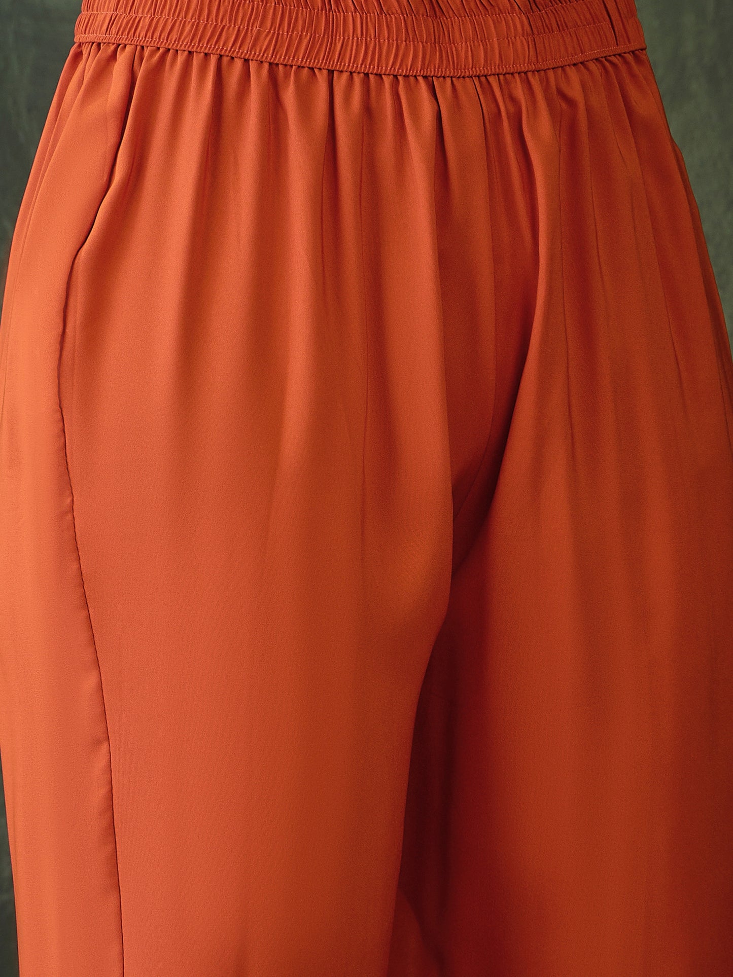 Orange Printed Kurta Set with Dupatta