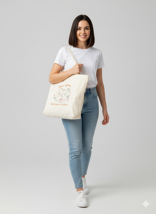 Minimal Embroidered Canvas Tote ā Everyday Shopping & Kitchen Companion(BD-03)