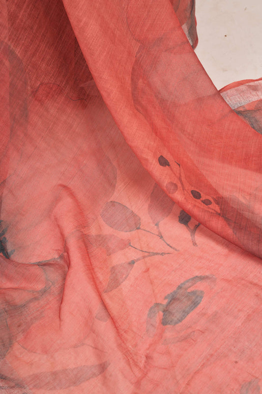 Ready-to-Wear Linen Saree with Zari Border & Printed Design | 1 Minute (HRTW26