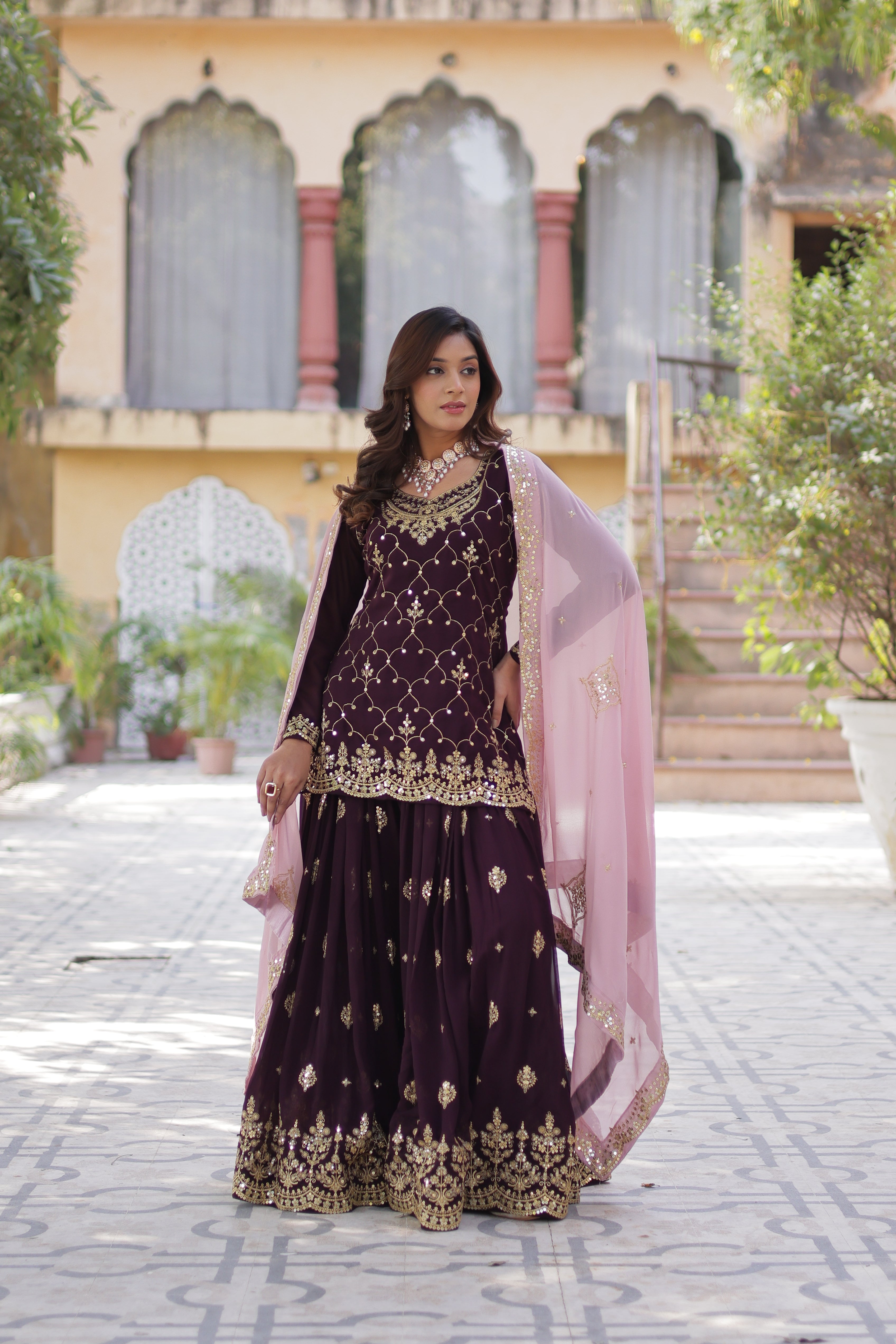 Women’s Wine Georgette Salwar Suit – Stylish & Comfortable Ethnic Wear