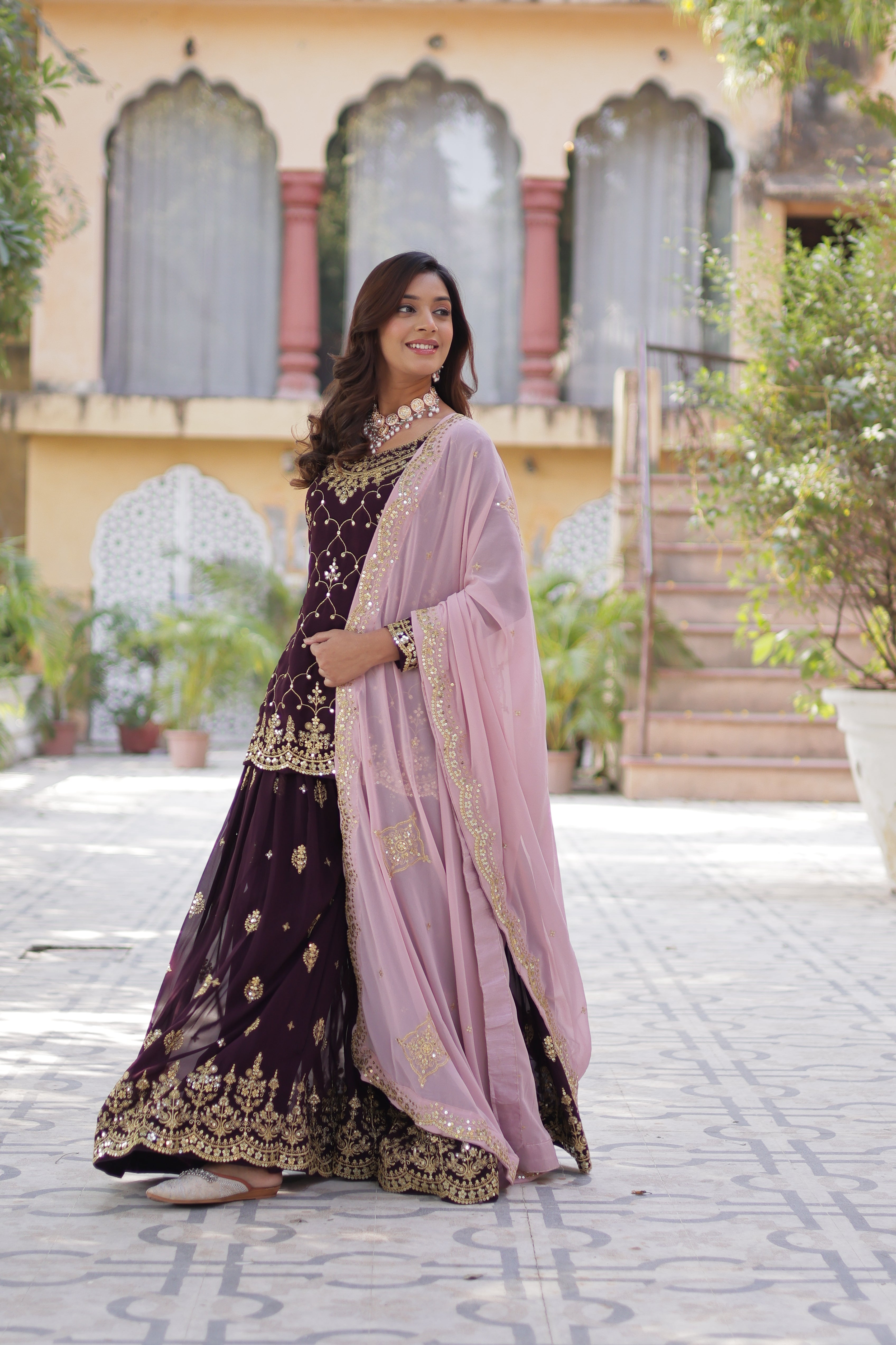Women’s Wine Georgette Salwar Suit – Stylish & Comfortable Ethnic Wear