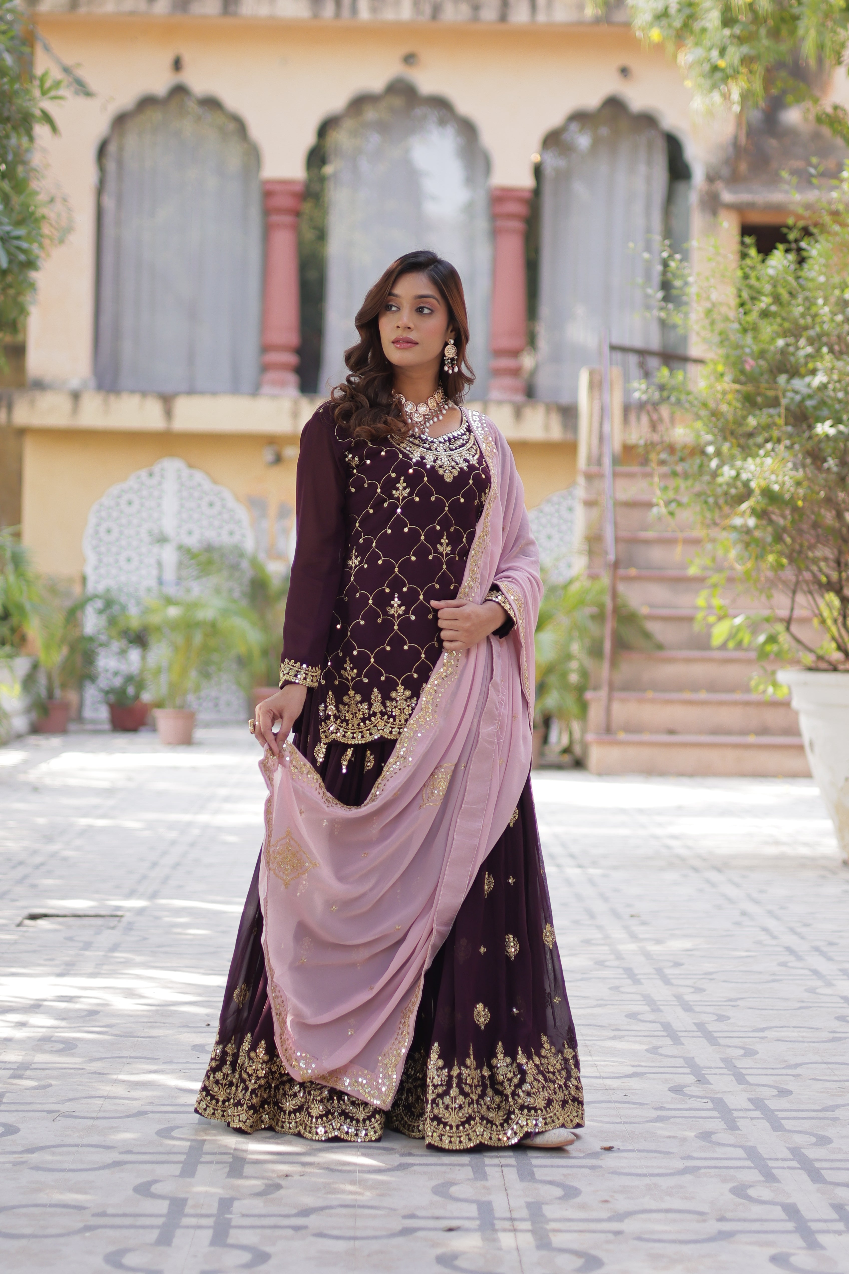 Women’s Wine Georgette Salwar Suit – Stylish & Comfortable Ethnic Wear
