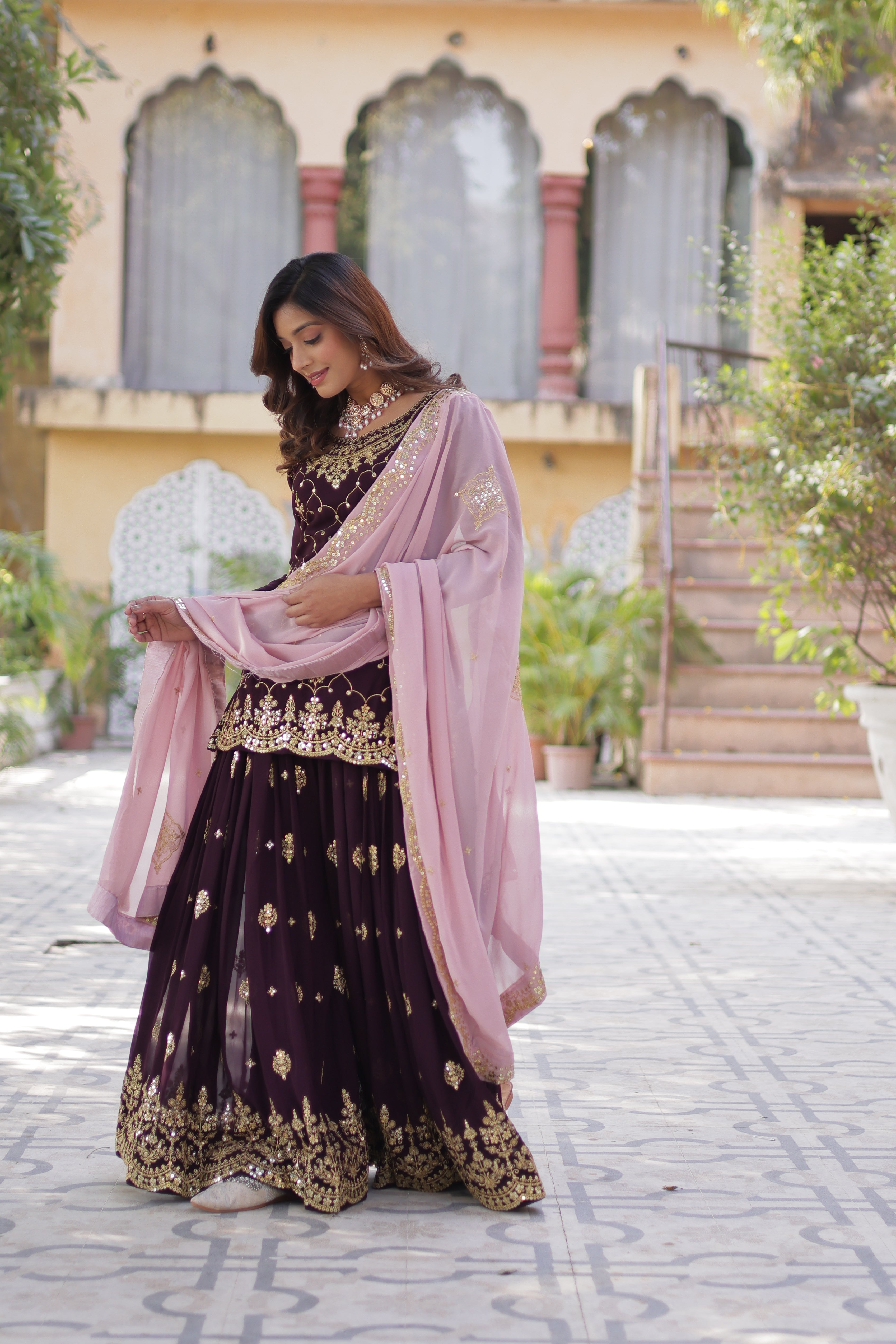 Women’s Wine Georgette Salwar Suit – Stylish & Comfortable Ethnic Wear