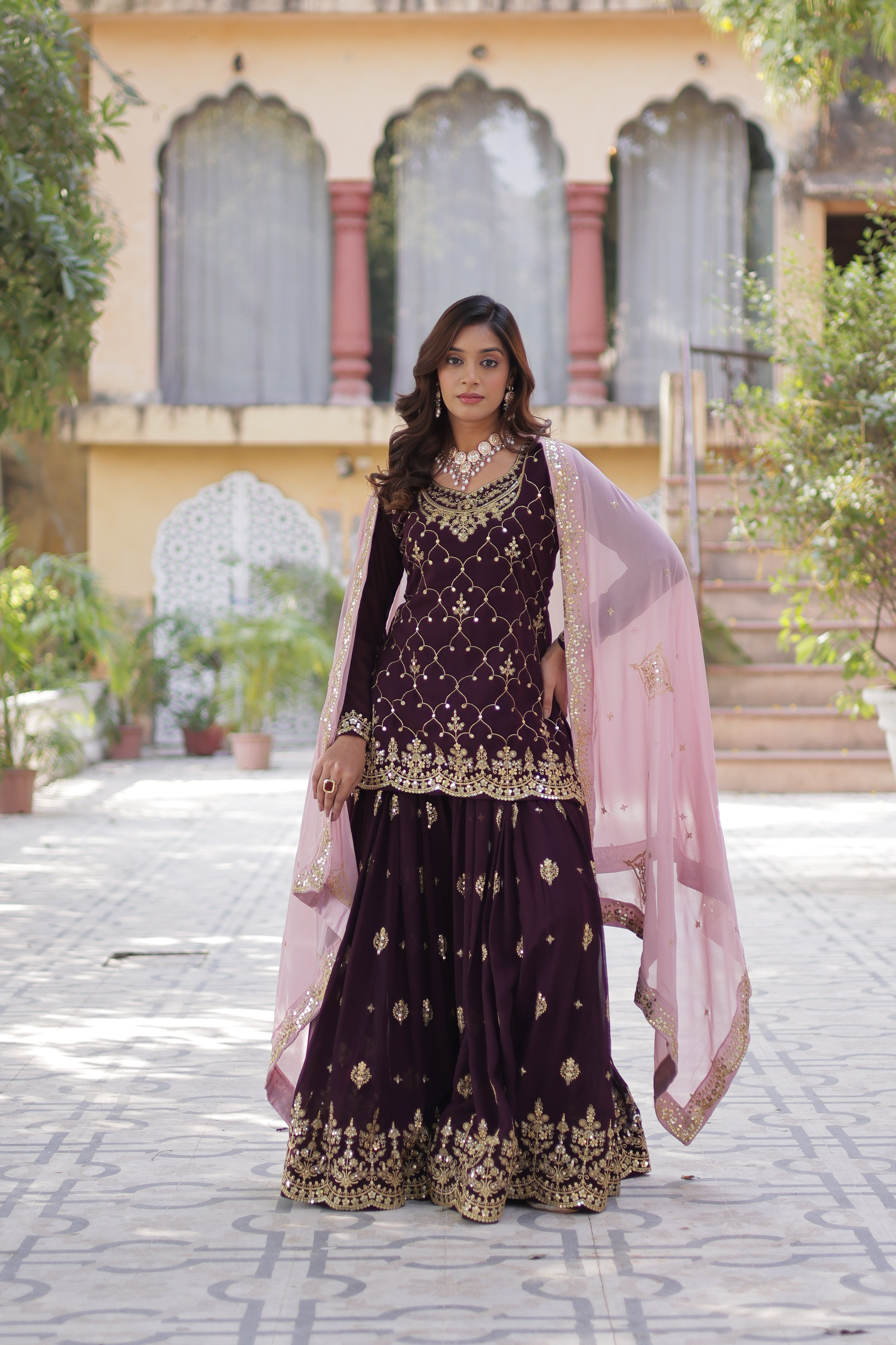 Women’s Wine Georgette Salwar Suit – Stylish & Comfortable Ethnic Wear