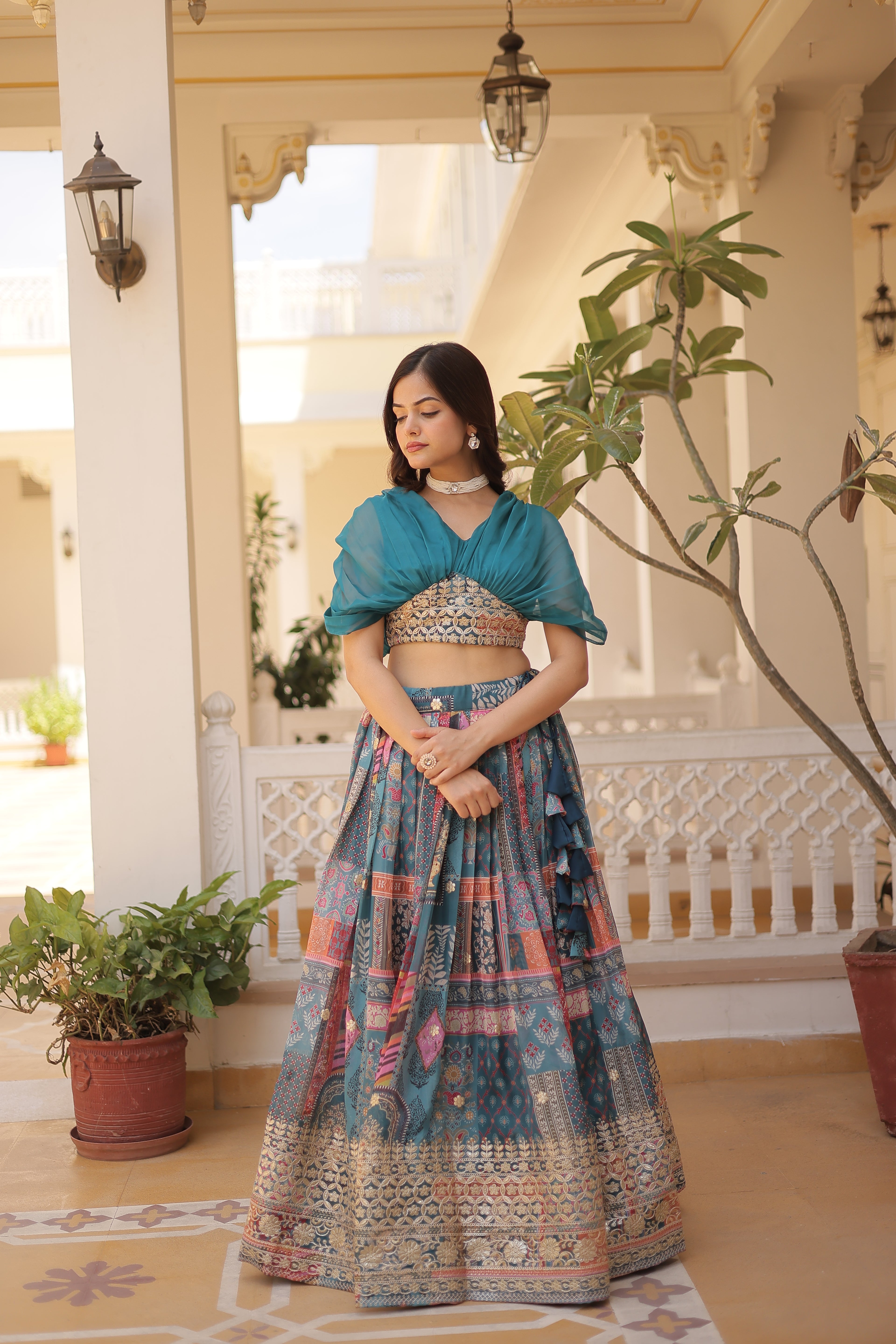 Women’s Rama Silk Lehenga Choli– Elegant Designer Party Wear (User Can Alter From 38''-44'')
