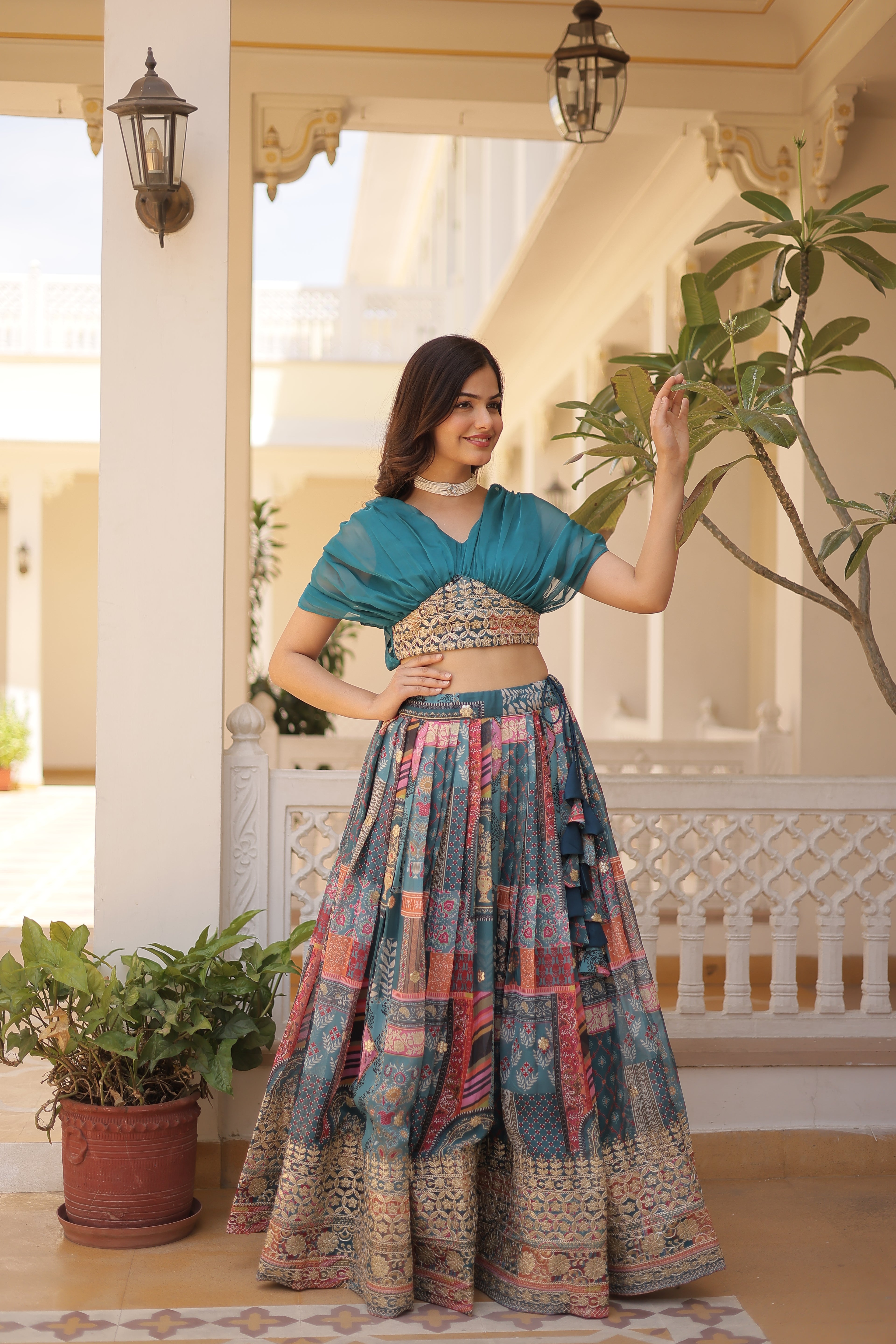 Women’s Rama Silk Lehenga Choli– Elegant Designer Party Wear (User Can Alter From 38''-44'')