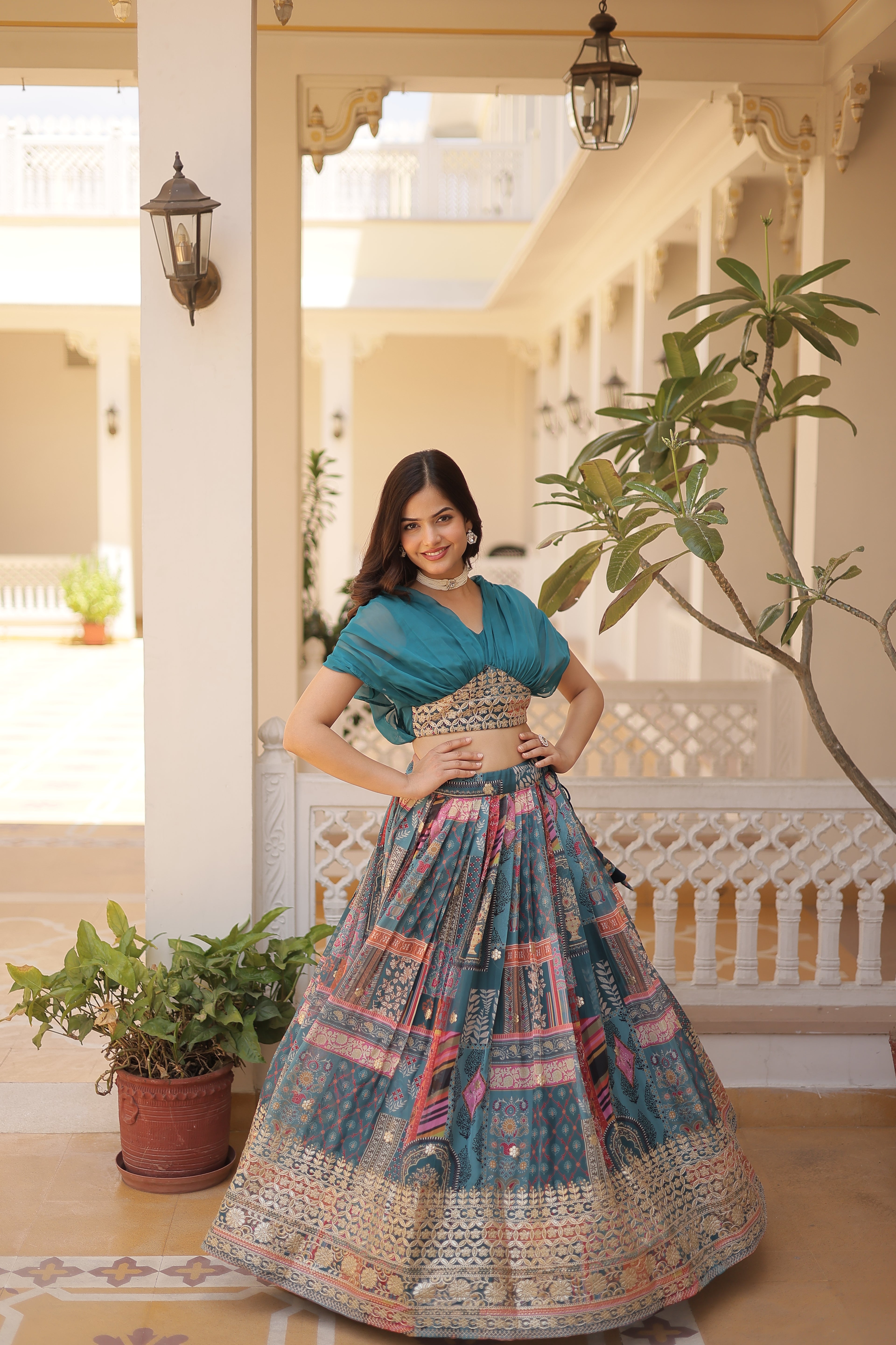 Women’s Rama Silk Lehenga Choli– Elegant Designer Party Wear (User Can Alter From 38''-44'')