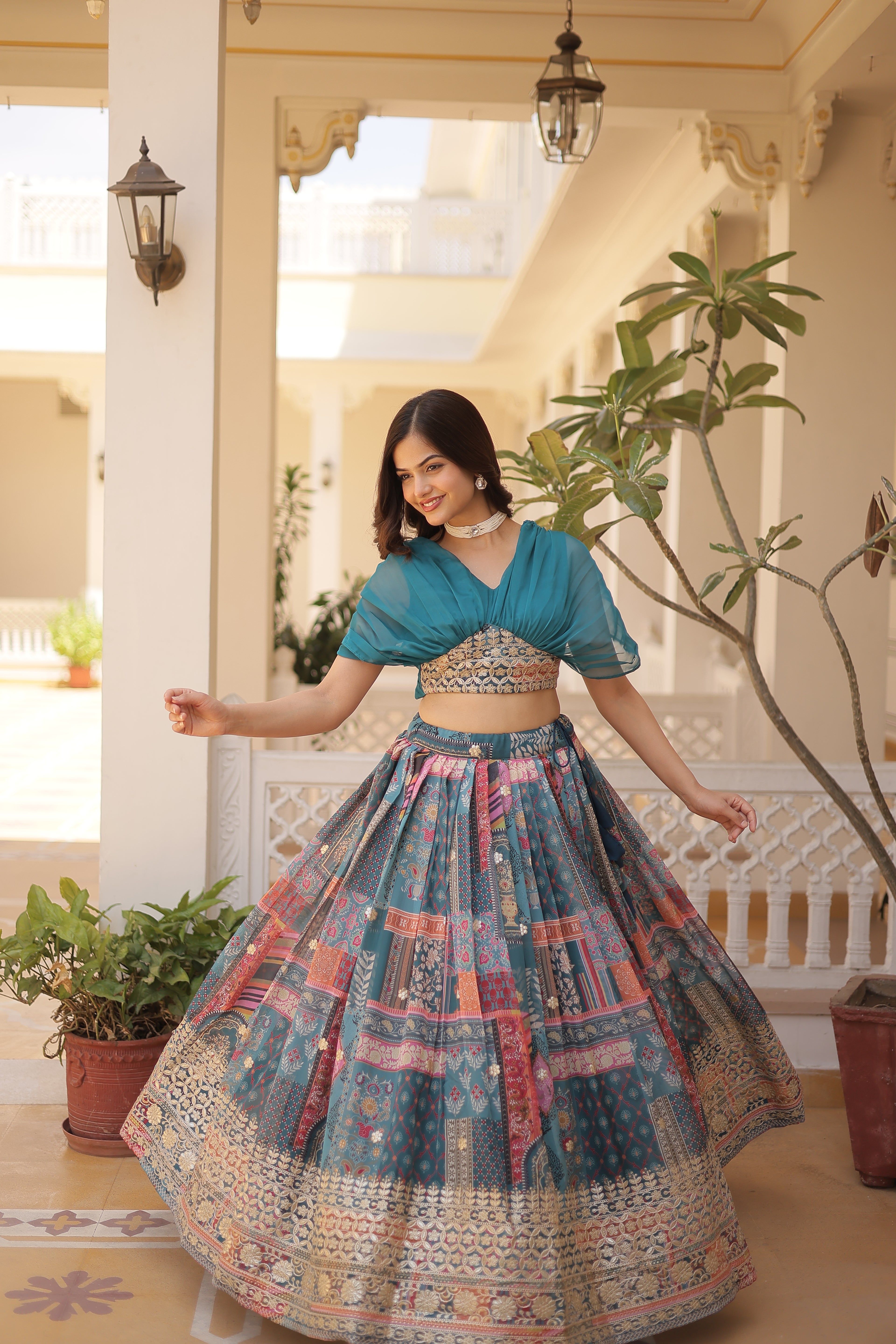 Women’s Rama Silk Lehenga Choli– Elegant Designer Party Wear (User Can Alter From 38''-44'')