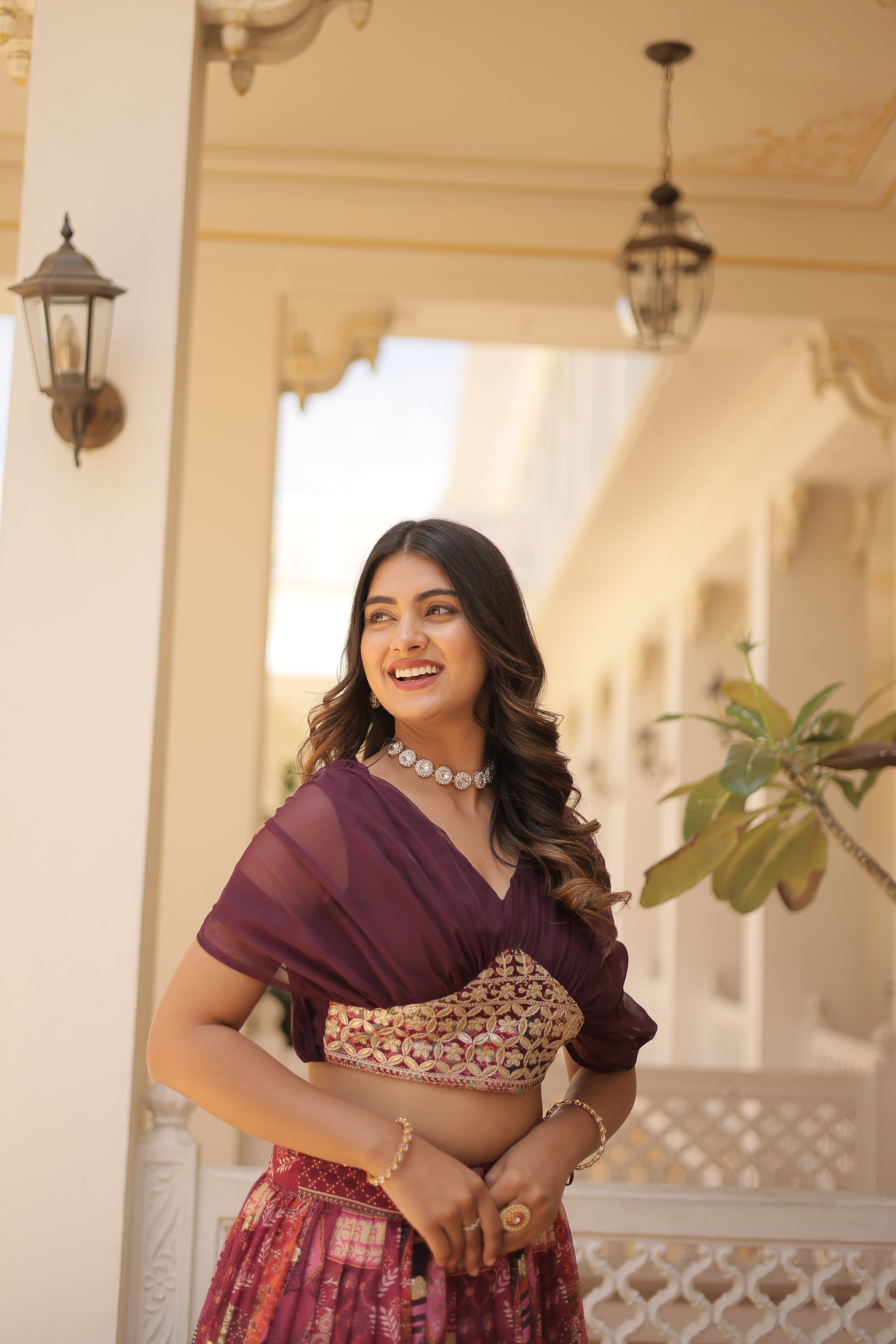 Women’s Wine Silk Lehenga Choli– Elegant Designer Party Wear (User Can Alter From 38''-44'')