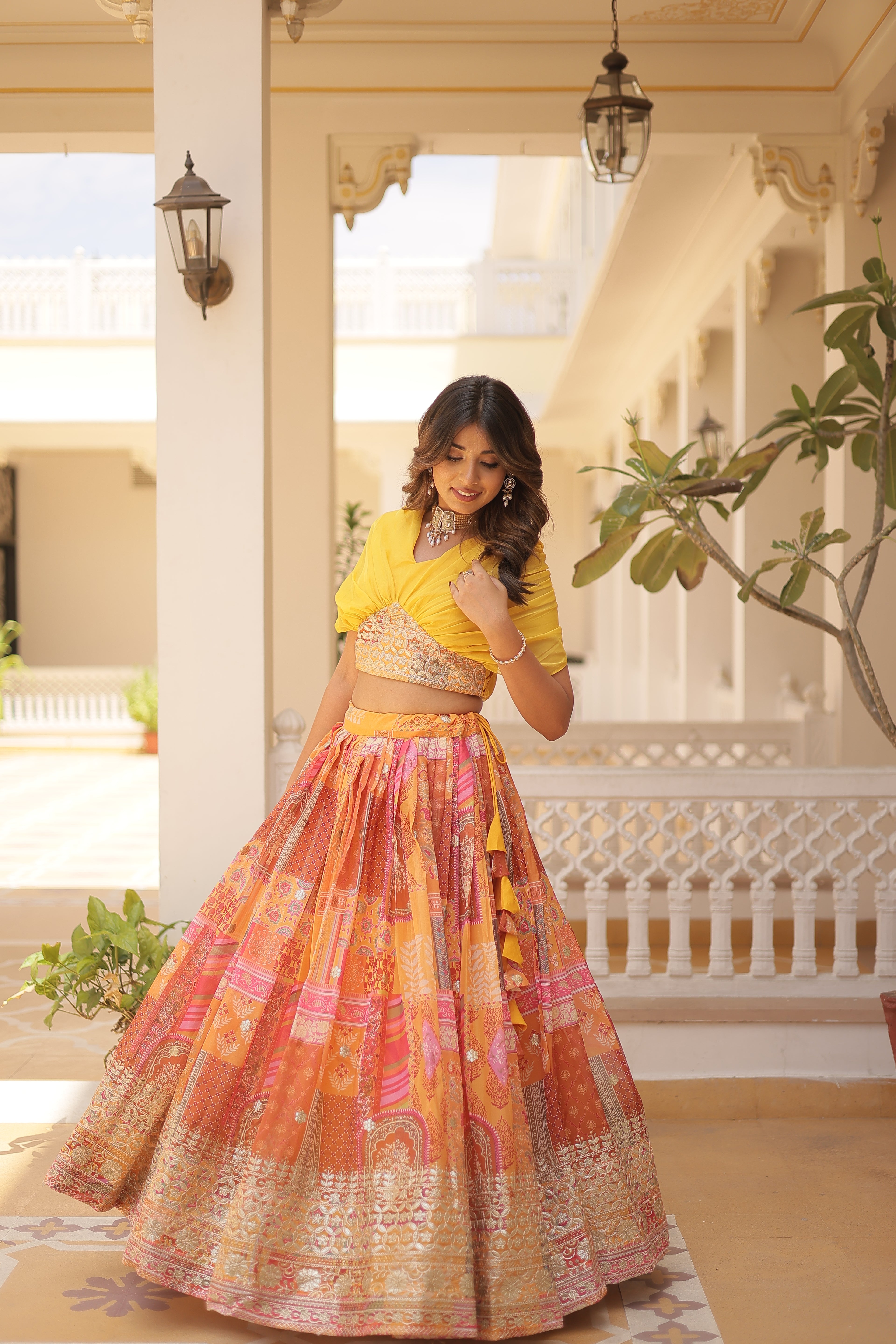 Women’s Yellow Silk Lehenga Choli– Elegant Designer Party Wear (User Can Alter From 38''-44'')