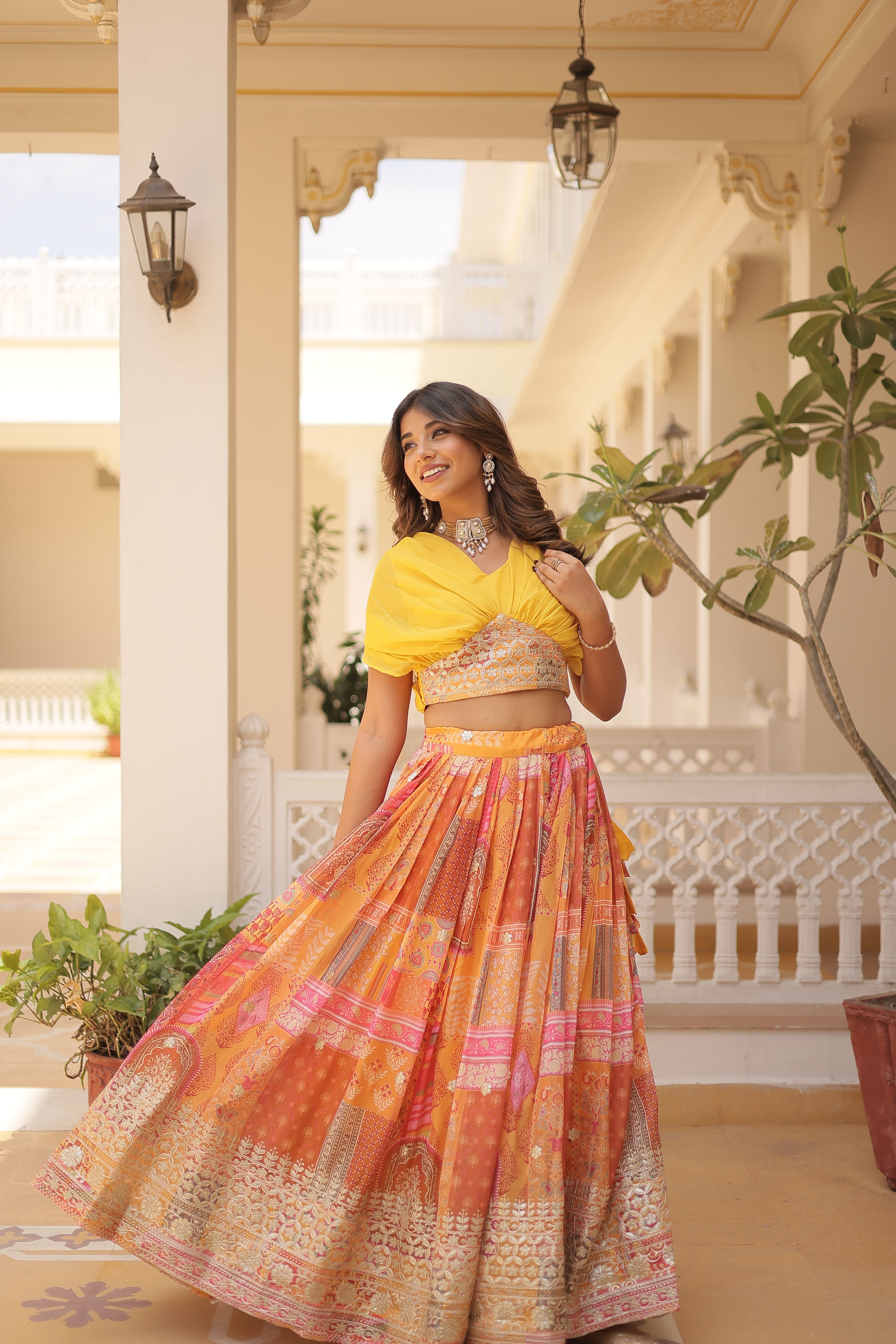 Women’s Yellow Silk Lehenga Choli– Elegant Designer Party Wear (User Can Alter From 38''-44'')
