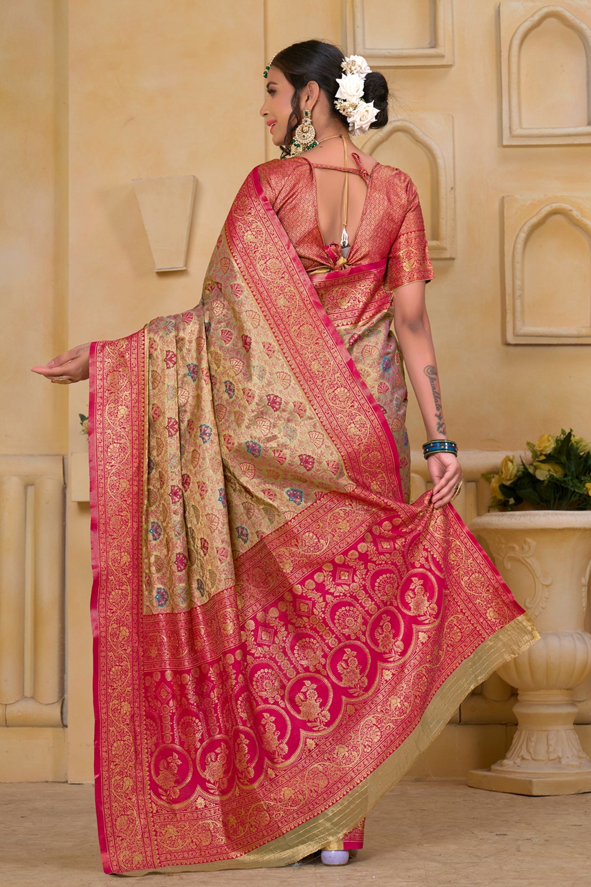 Pink Art Silk Saree for Women – Elegant Traditional Ethnic Wear