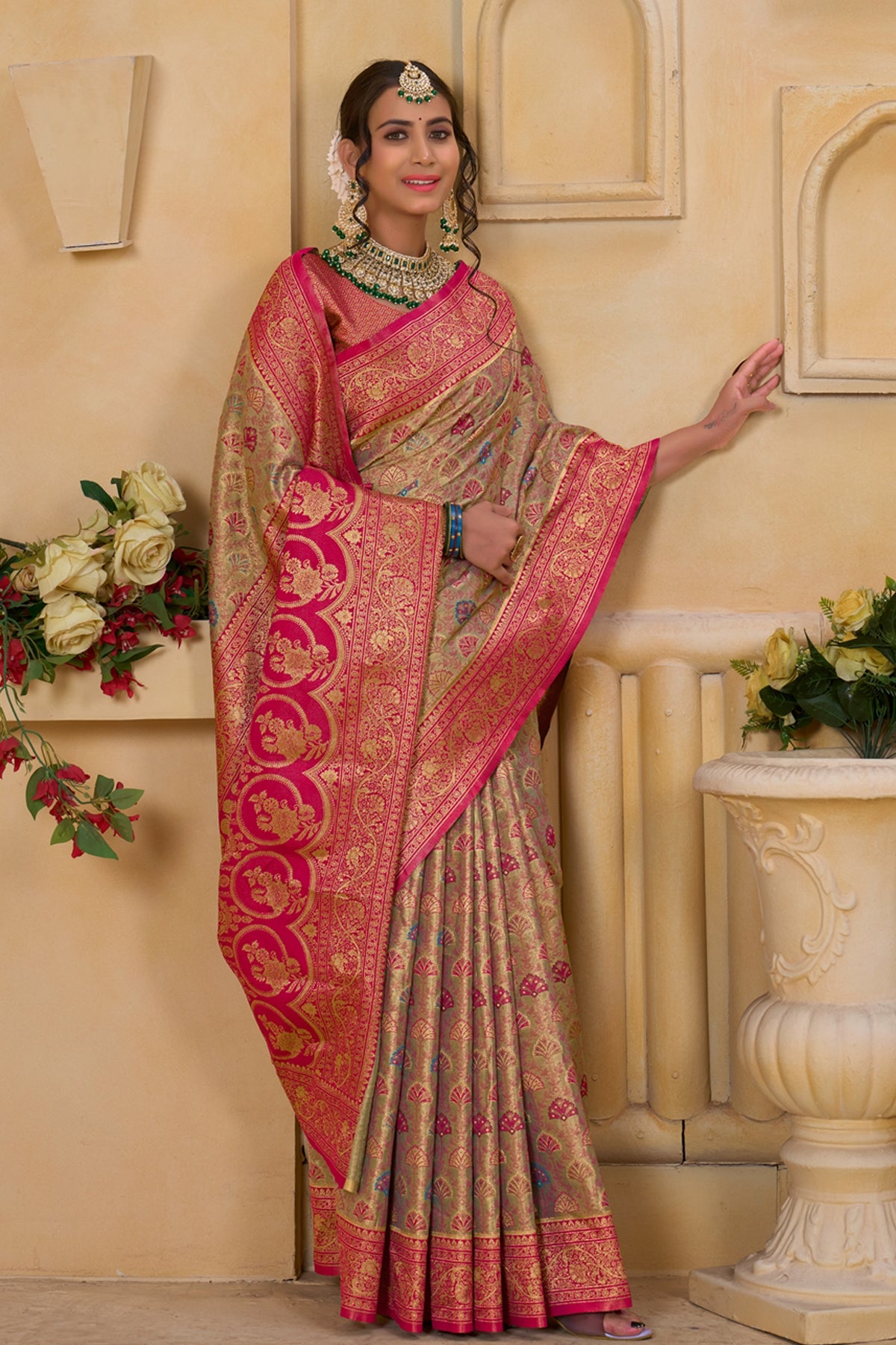 Pink Art Silk Saree for Women – Elegant Traditional Ethnic Wear