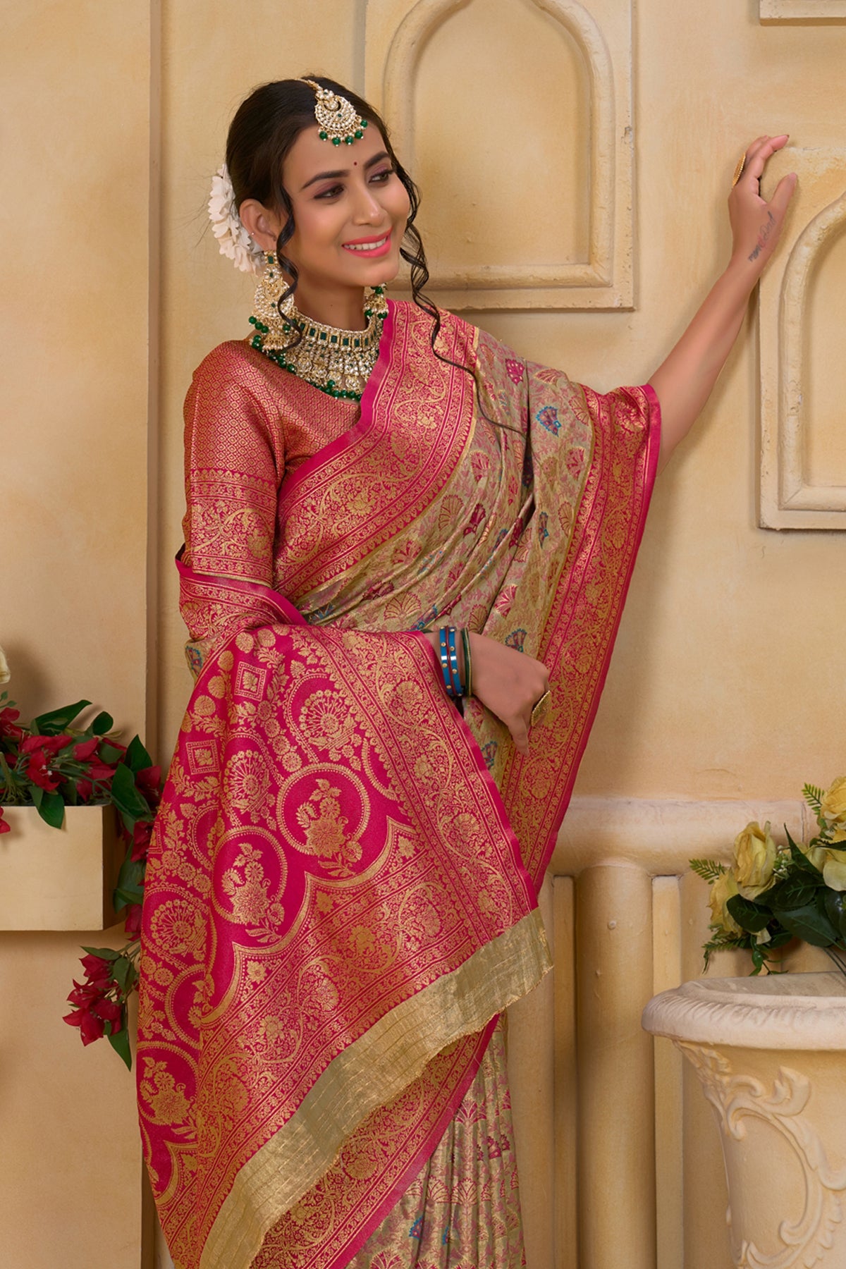 Pink Art Silk Saree for Women – Elegant Traditional Ethnic Wear