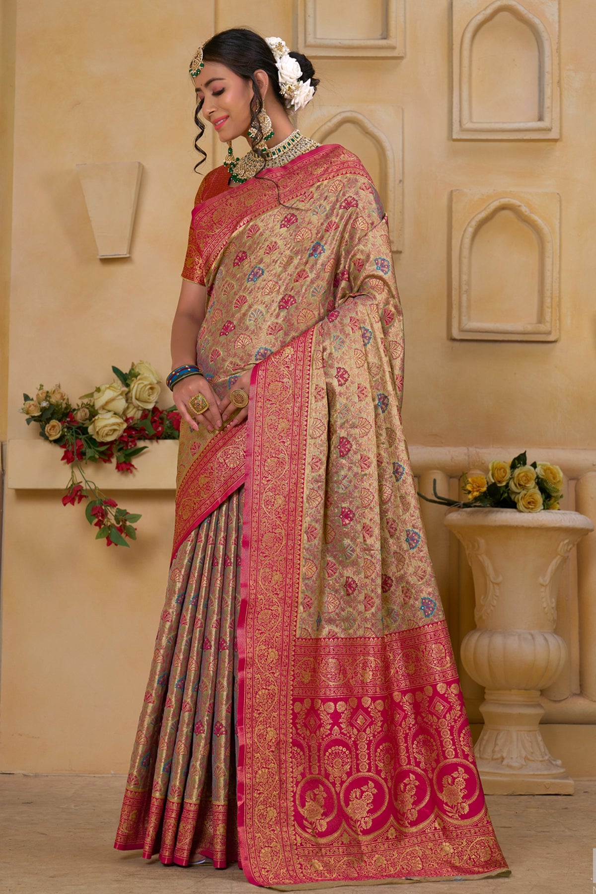 Pink Art Silk Saree for Women – Elegant Traditional Ethnic Wear