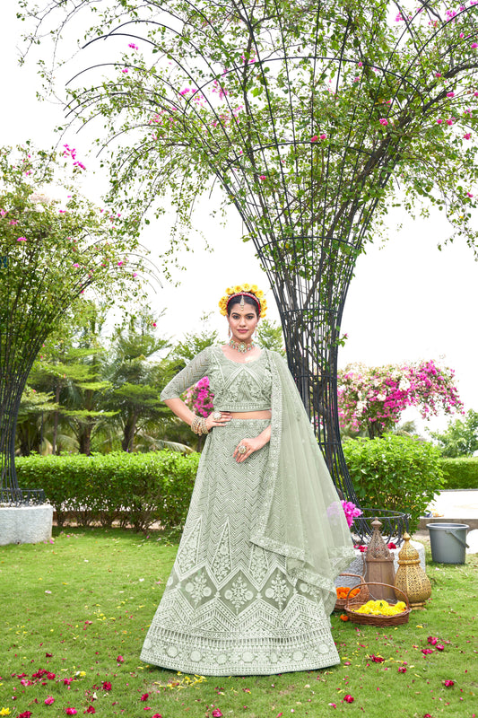 Women’s Pista Lehenga Choli with Dupatta – Graceful Festive & Wedding Wear Semi-Stitched
