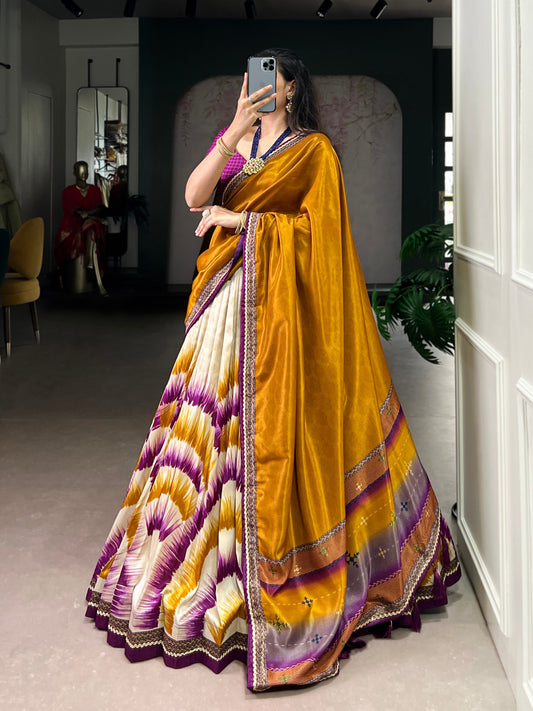 Tasar Silk Luxury: Handcrafted Tie-Dye Lehenga for Royal Occasions(Wine)