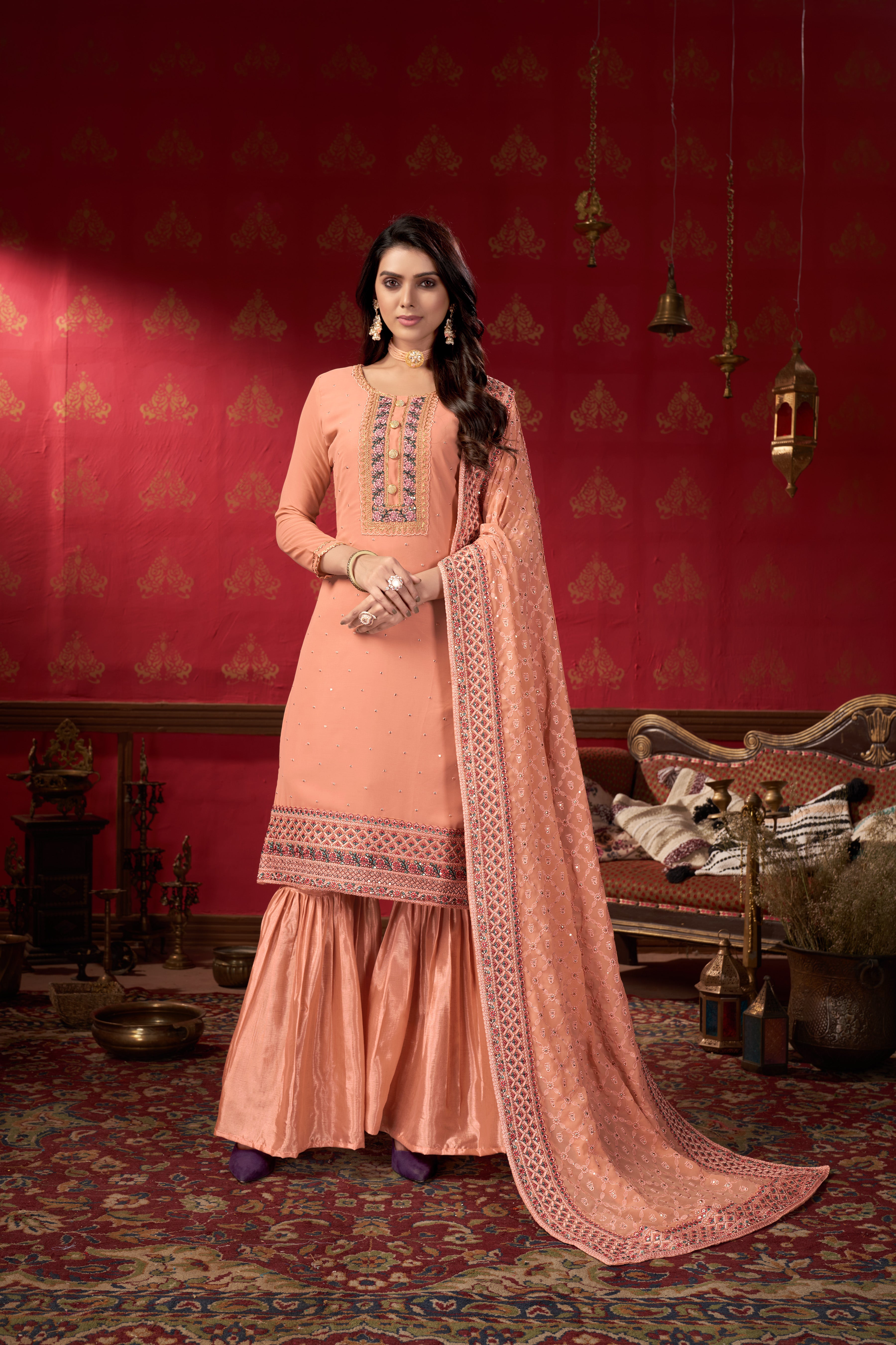 Women's Georgette Heavy Embroidery Work Semi Stitch Dress Material.