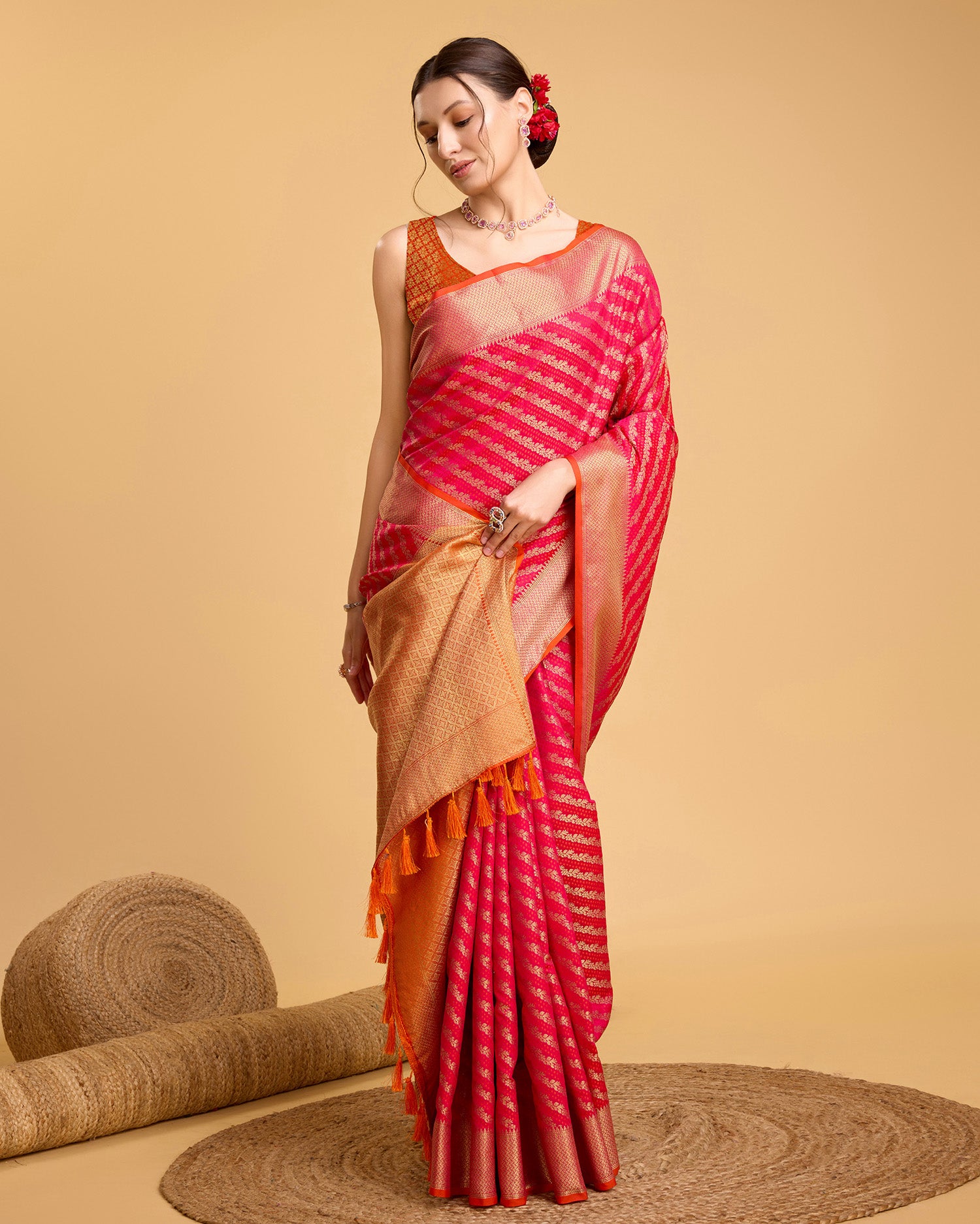 Pink Banarasi Saree – Lightweight Elegance for Weddings & Festive Celebrations