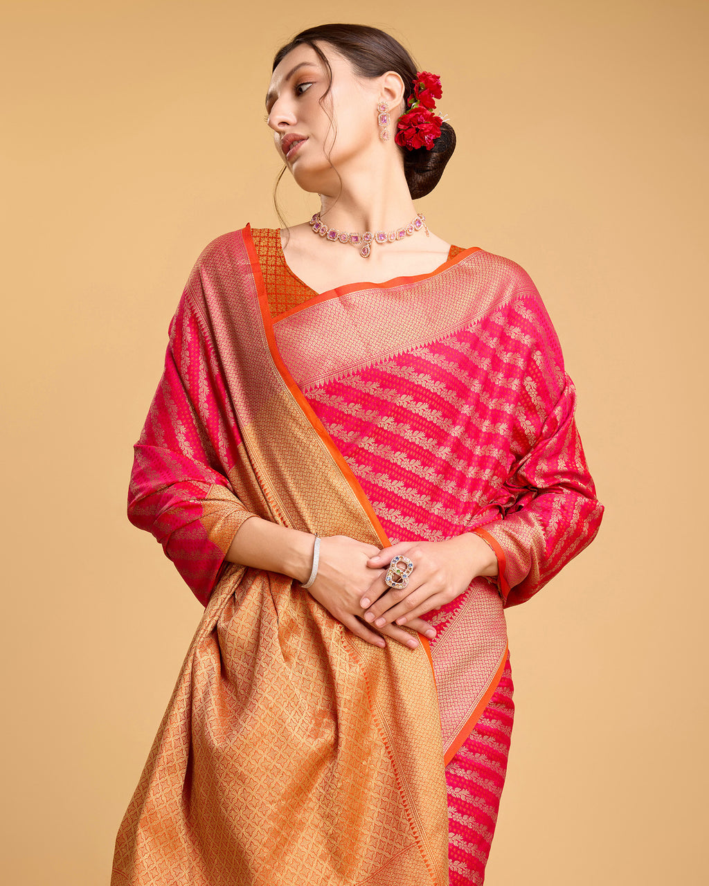 Pink Banarasi Saree – Lightweight Elegance for Weddings & Festive Celebrations