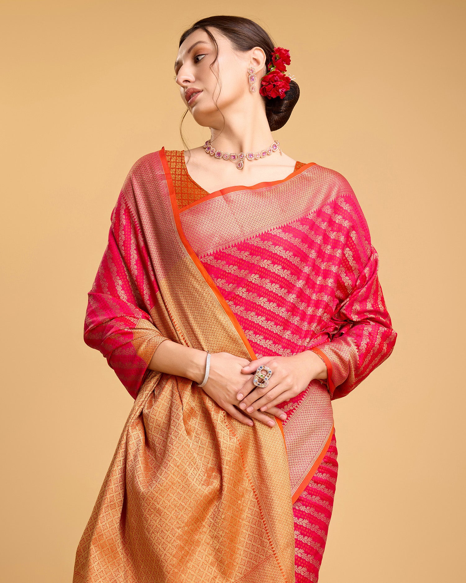 Pink Banarasi Saree – Lightweight Elegance for Weddings & Festive Celebrations