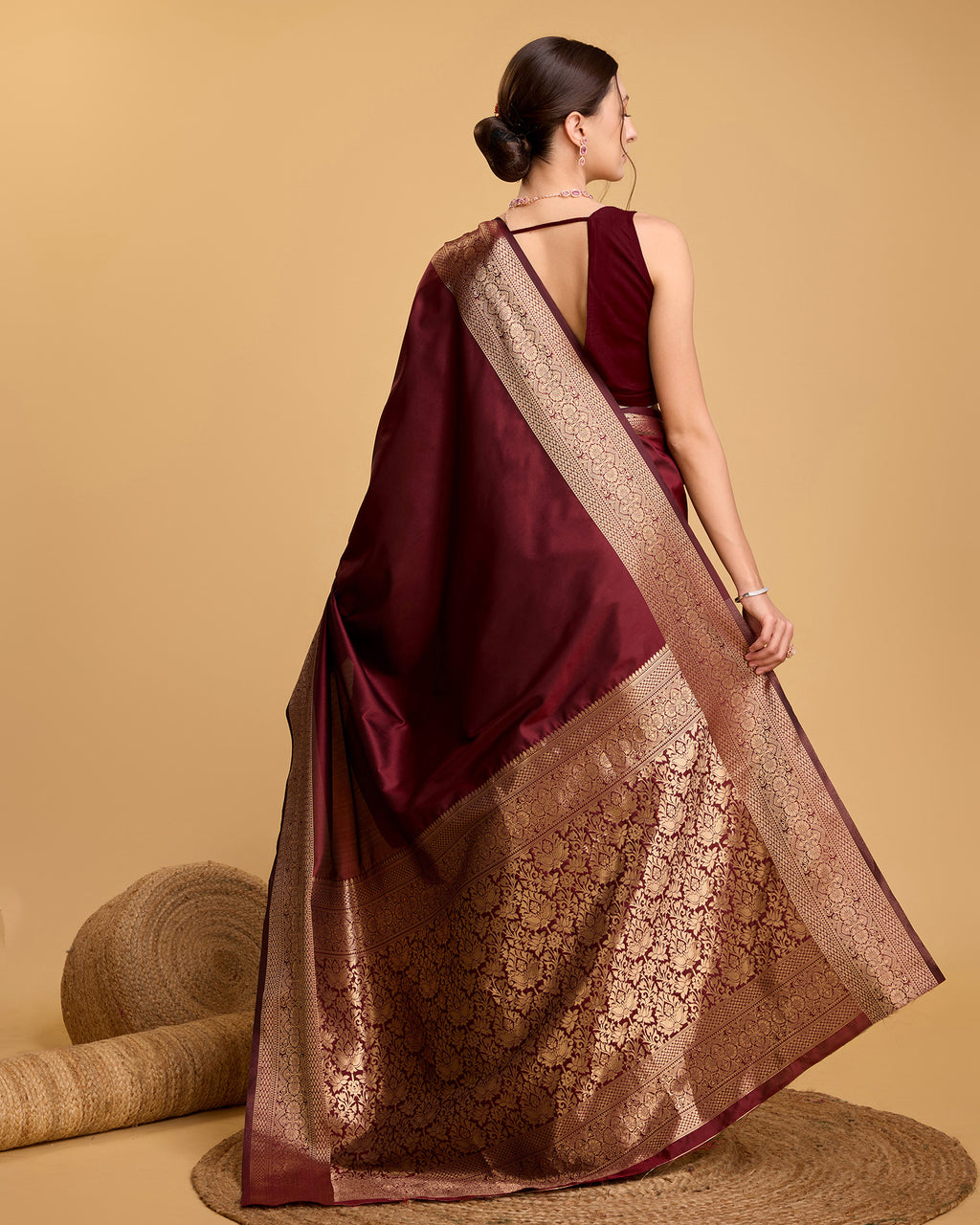 Maroon Banarasi Elegance Made Easy – Soft, Breathable Sarees for Wedding Glam
