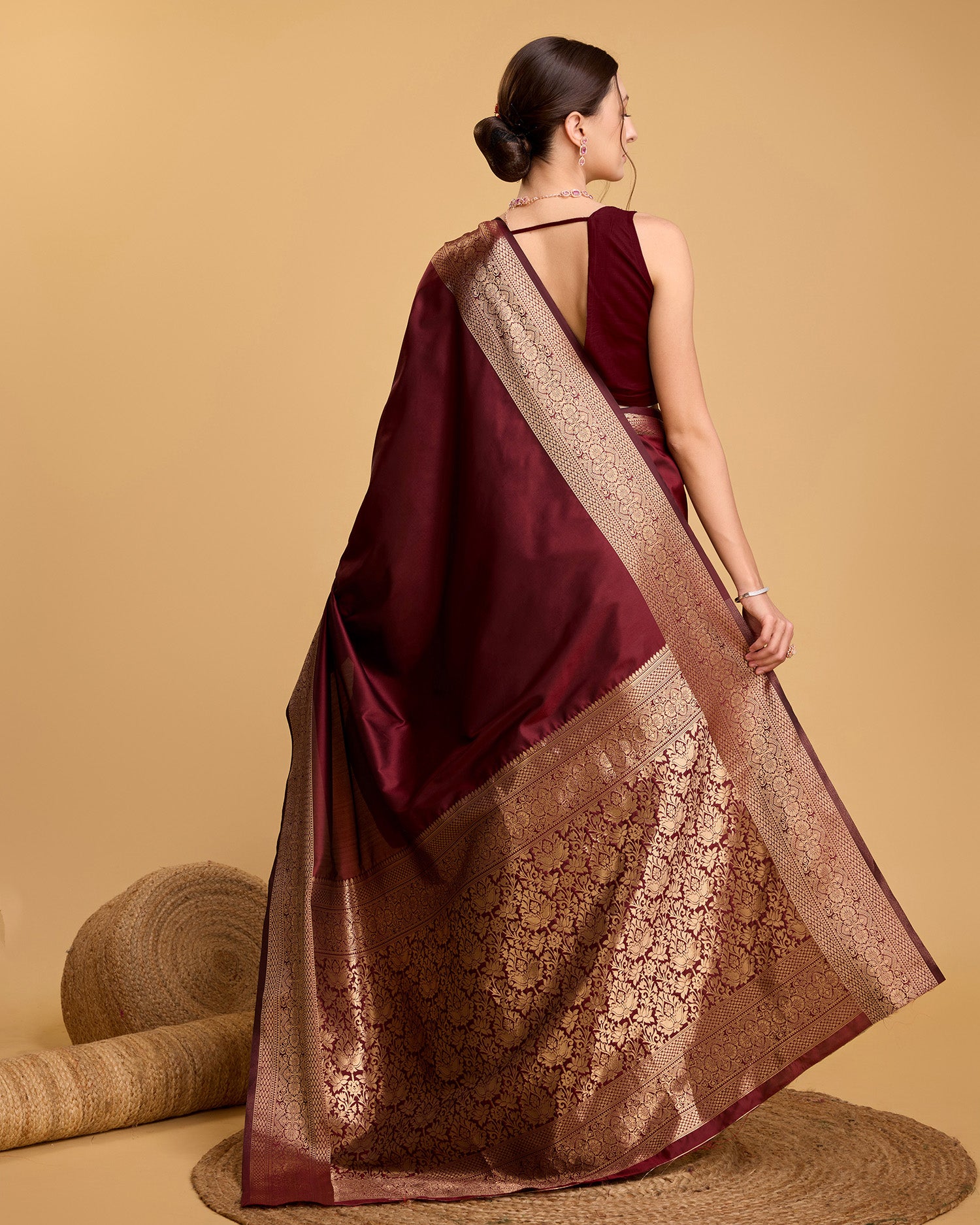 Maroon Banarasi Elegance Made Easy – Soft, Breathable Sarees for Wedding Glam