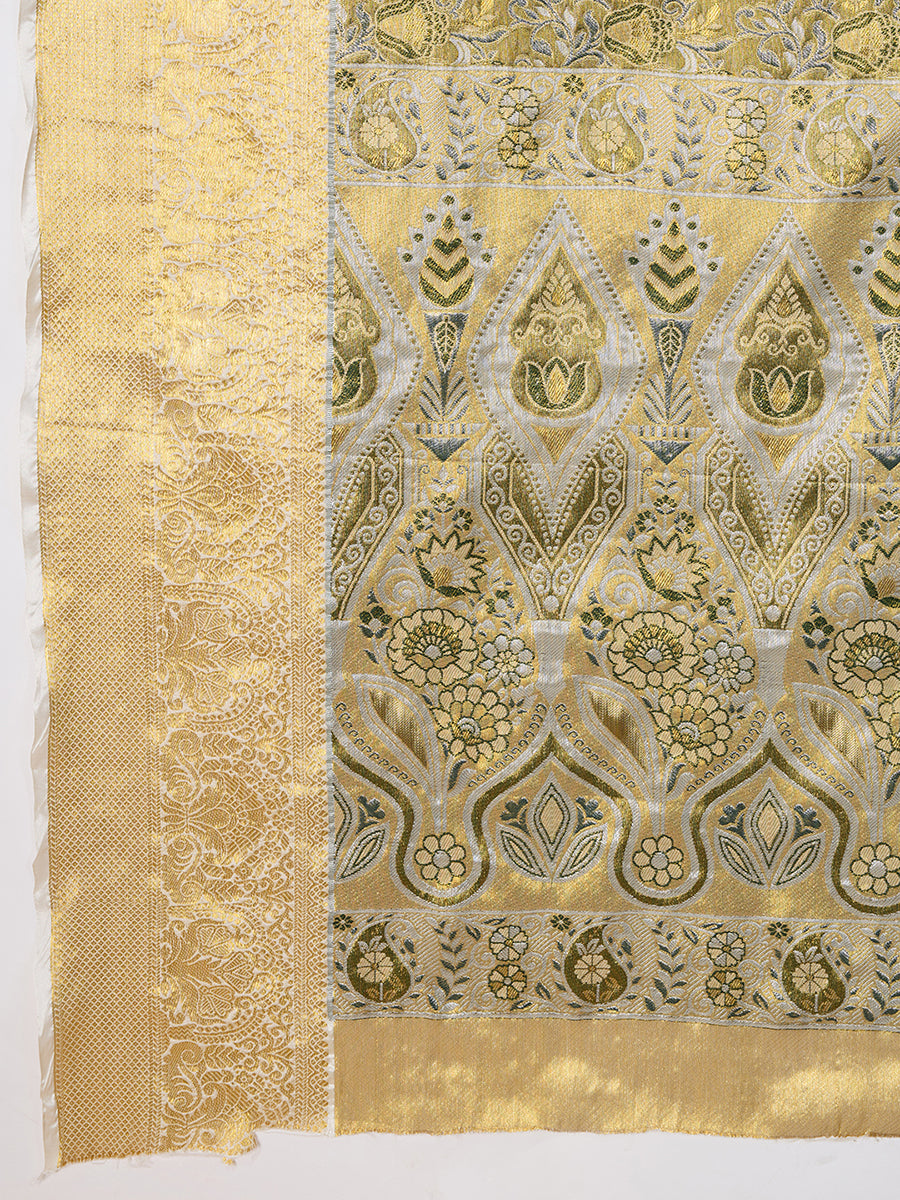 Elegance Redefined: Semi Silk Gold Green  Sarees in Vibrant Shades with Rich Zari Weave