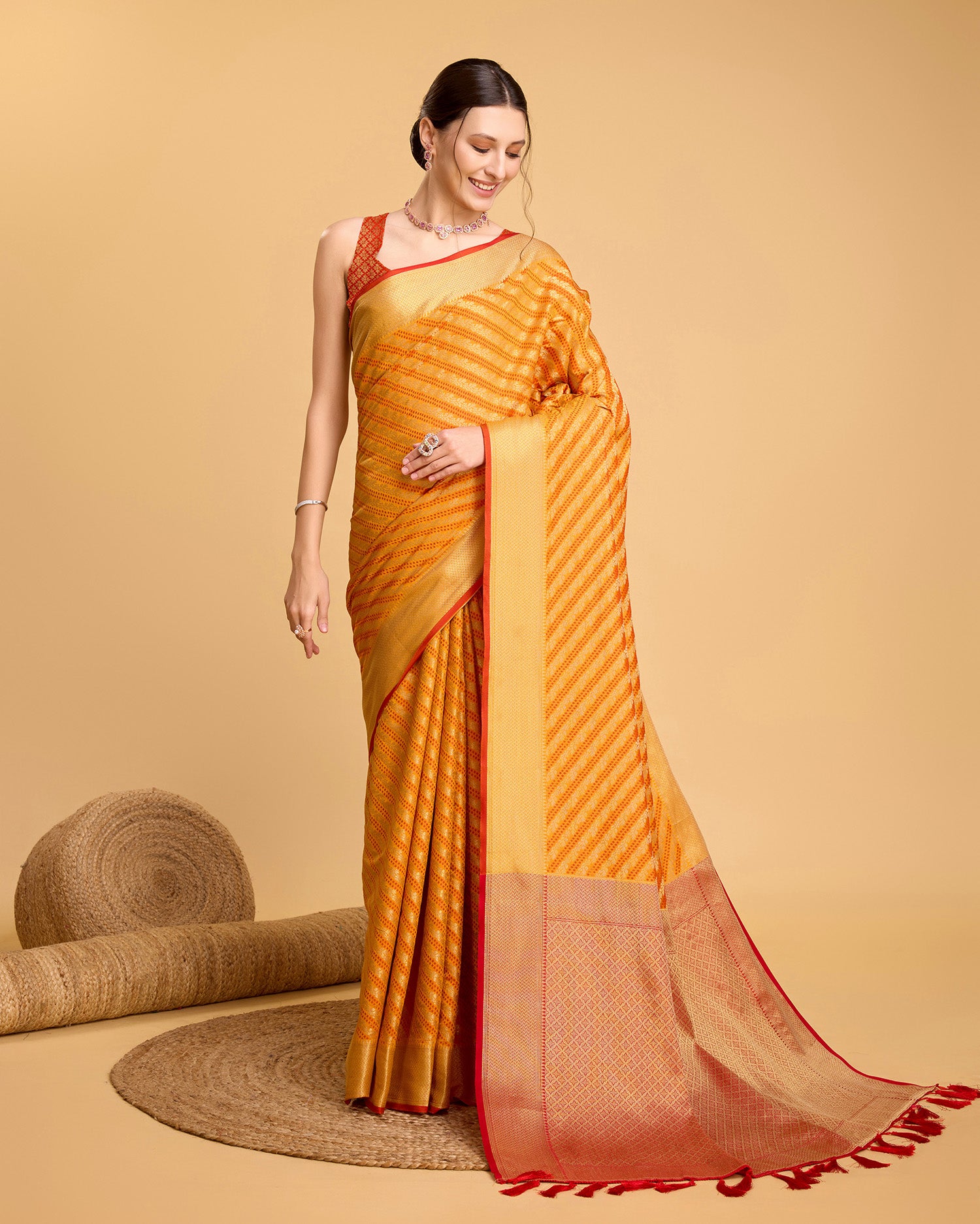 Yellow Banarasi Saree – Lightweight Elegance for Weddings & Festive Celebrations