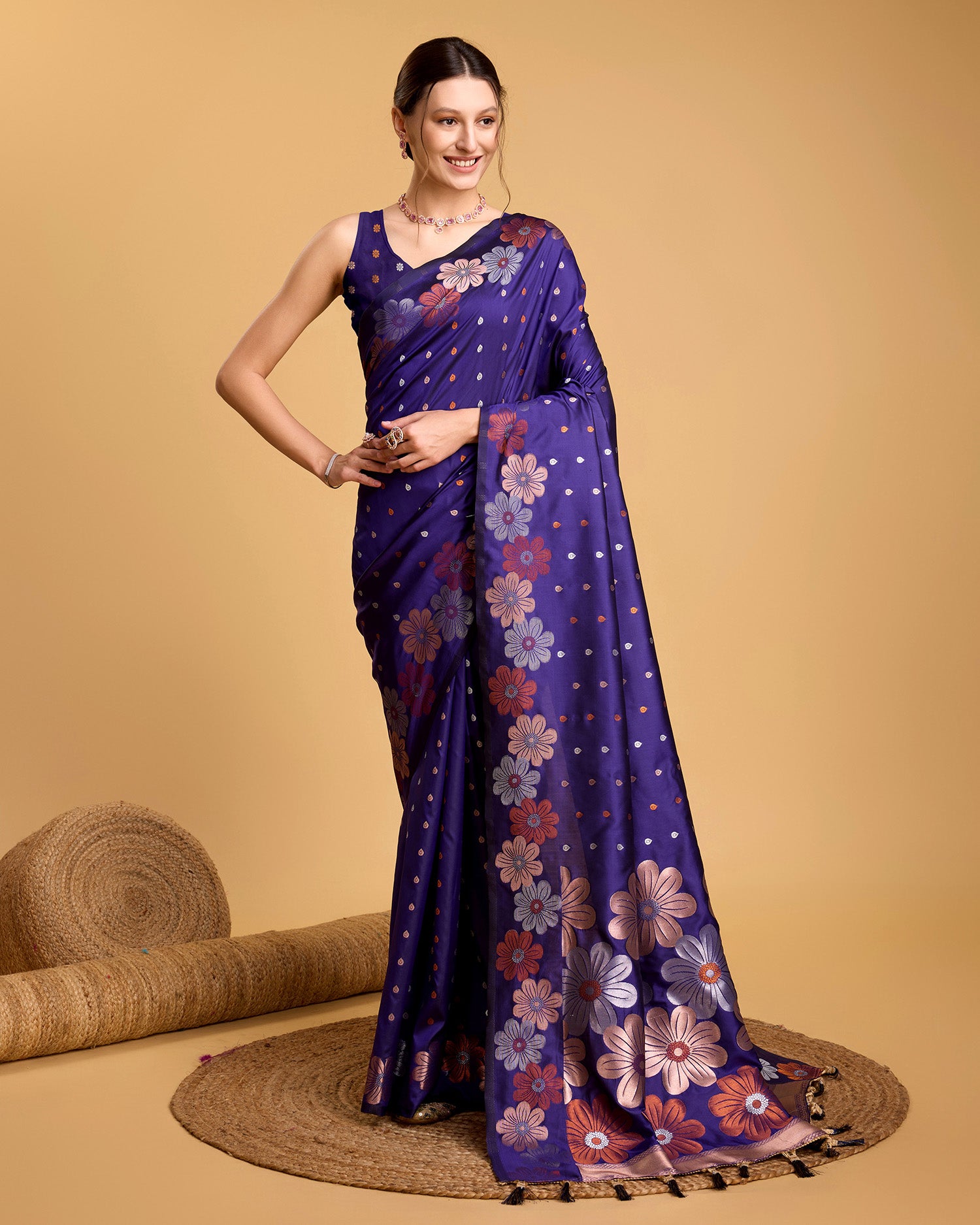 Purple Pure Jacquard Fabric with Sona Chandi Zari – Perfect for Bridal & Festive Ensembles