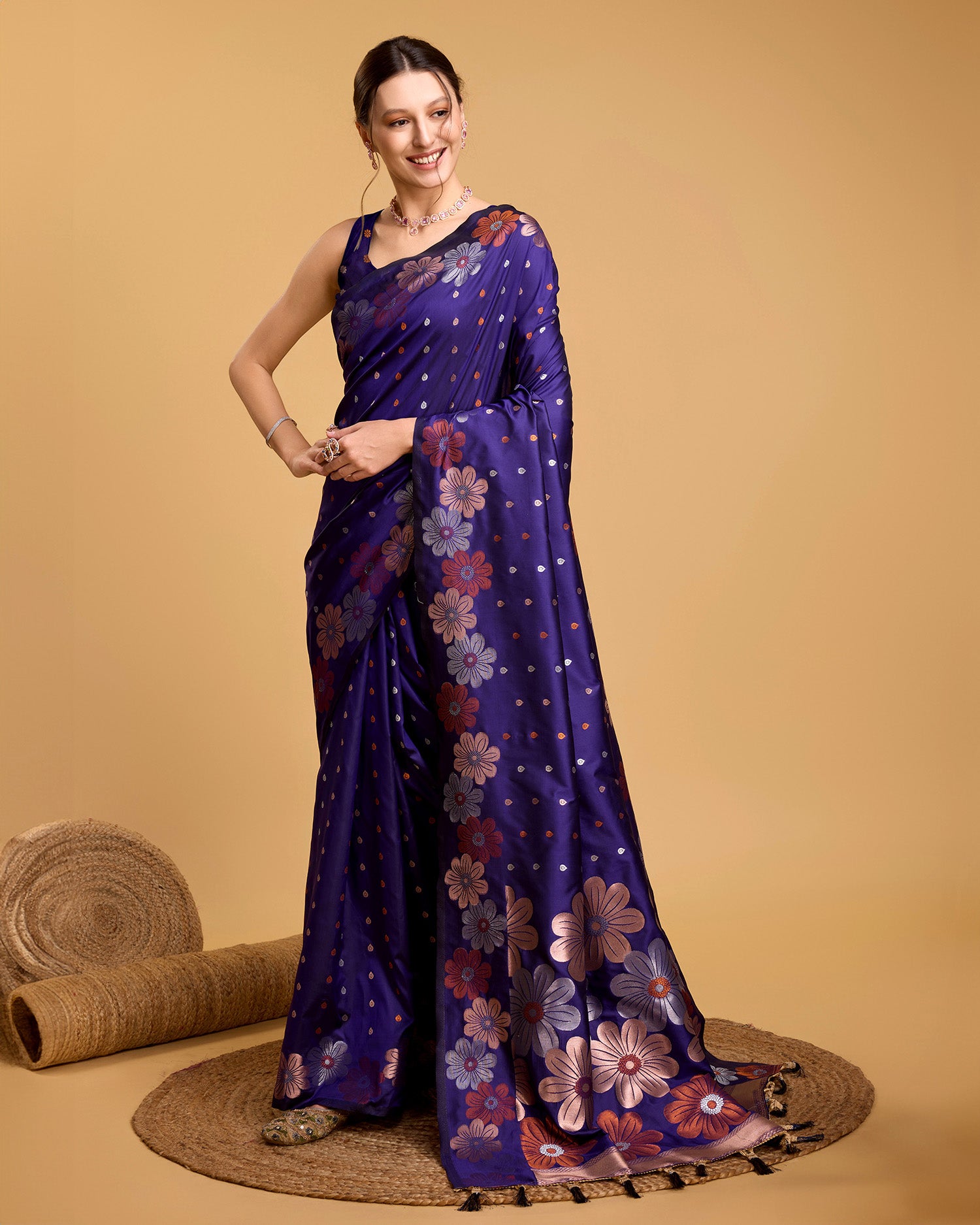 Purple Pure Jacquard Fabric with Sona Chandi Zari – Perfect for Bridal & Festive Ensembles