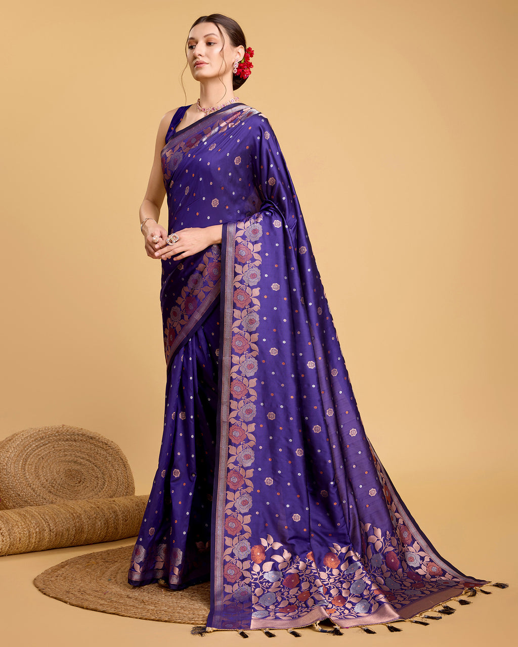 Purple Pure Jacquard Fabric with Sona Chandi Zari – Perfect for Bridal & Festive Ensembles