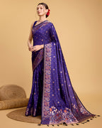 Purple Pure Jacquard Fabric with Sona Chandi Zari – Perfect for Bridal & Festive Ensembles