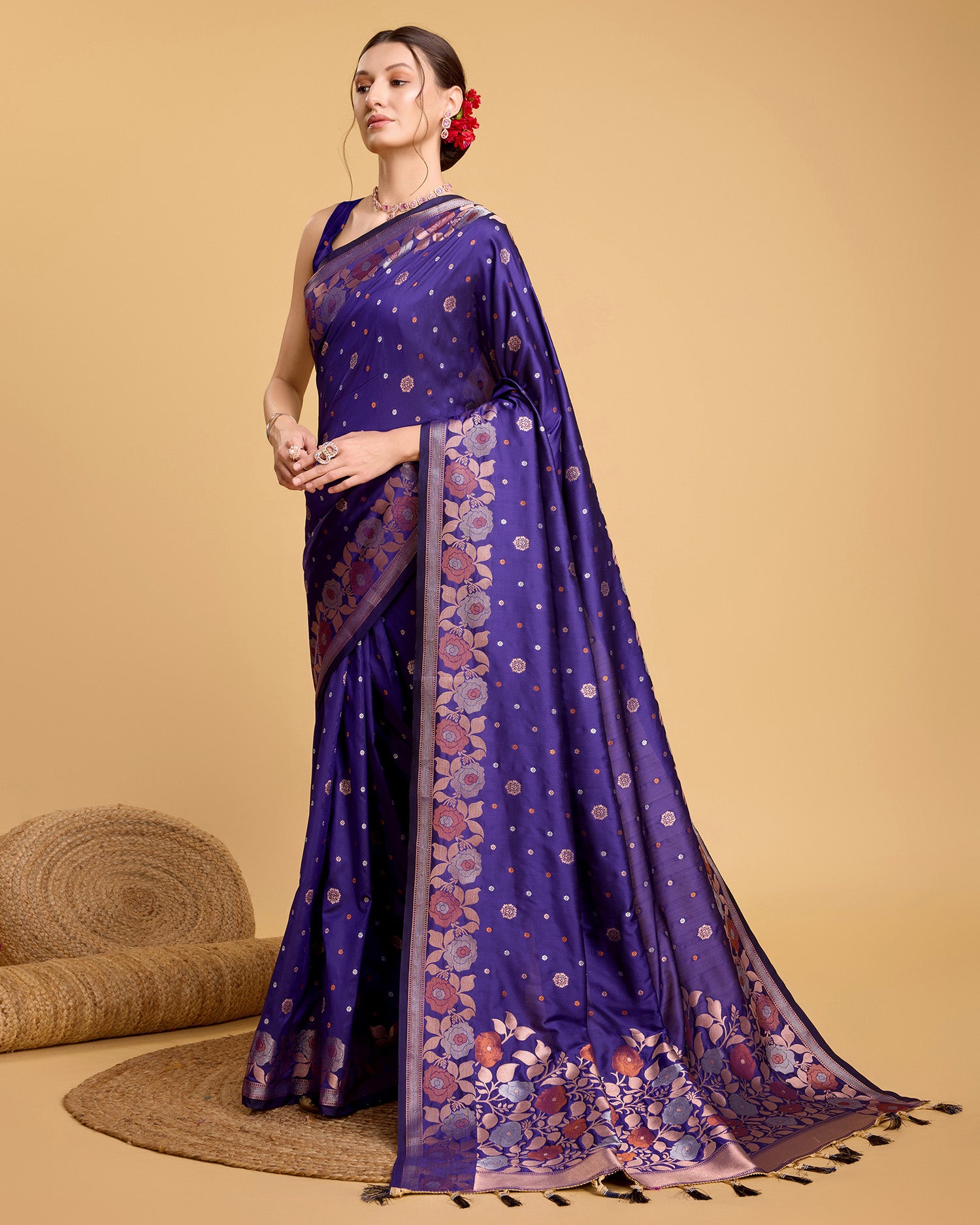 Purple Pure Jacquard Fabric with Sona Chandi Zari – Perfect for Bridal & Festive Ensembles
