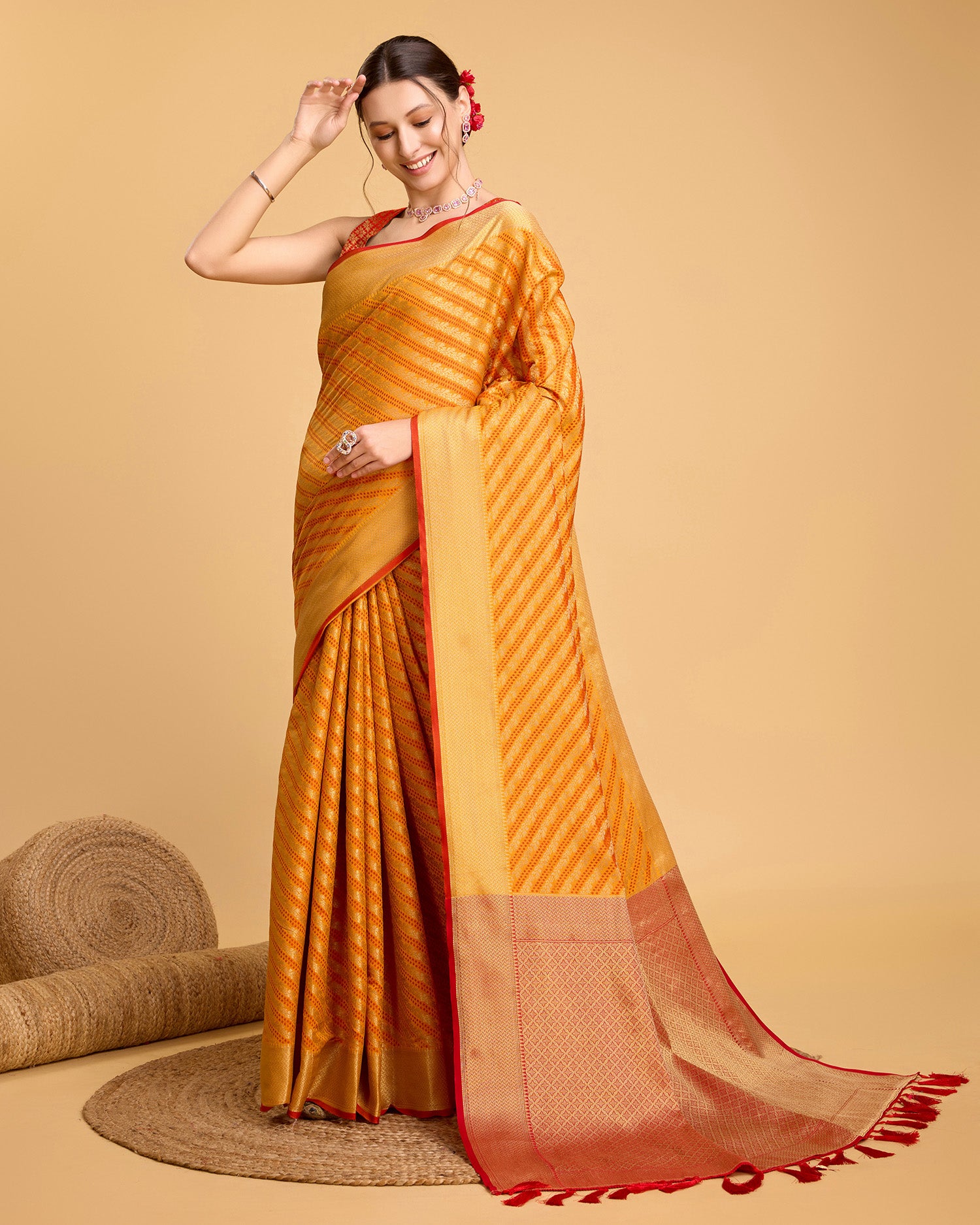 Yellow Banarasi Saree – Lightweight Elegance for Weddings & Festive Celebrations