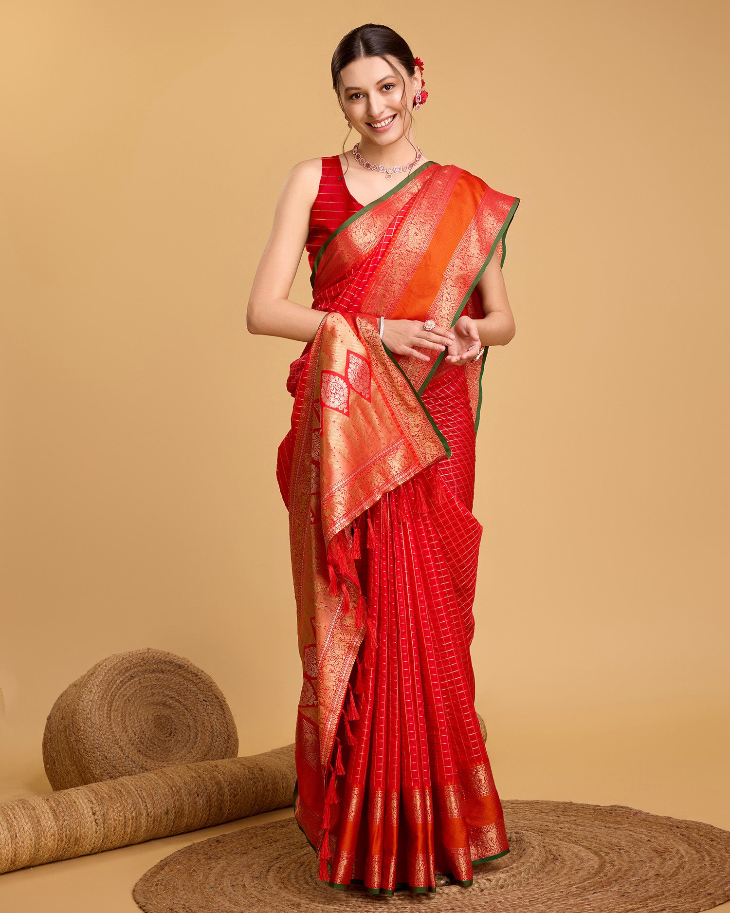 Be Wedding & Festive Ready with Our All-New PURE Jacquard Red Saree Collection