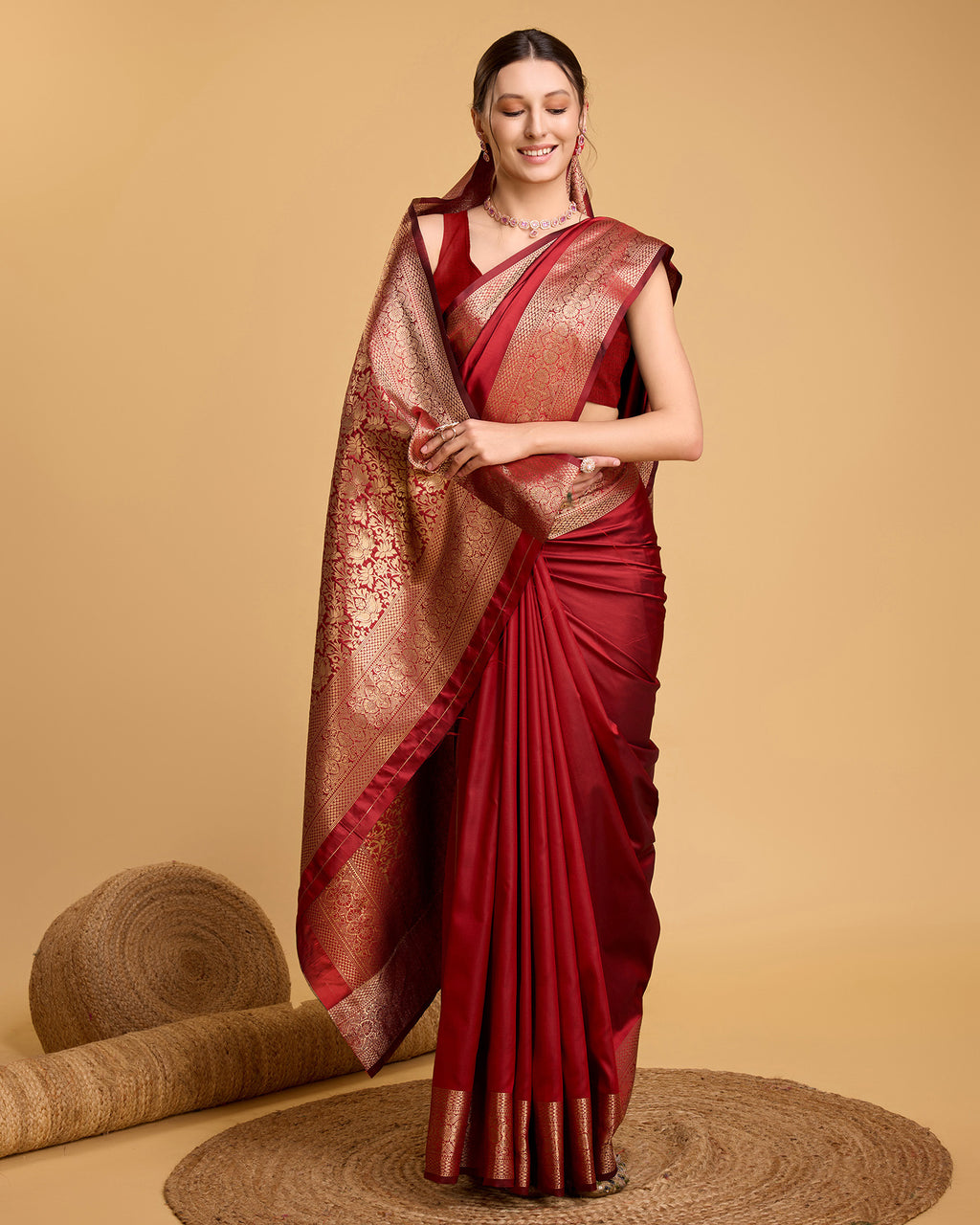 Banarasi Elegance Made Easy – Soft, Breathable Red Sarees for Wedding Glam