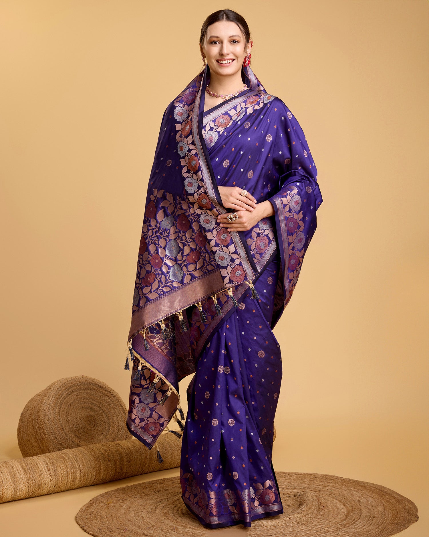 Purple Pure Jacquard Fabric with Sona Chandi Zari – Perfect for Bridal & Festive Ensembles