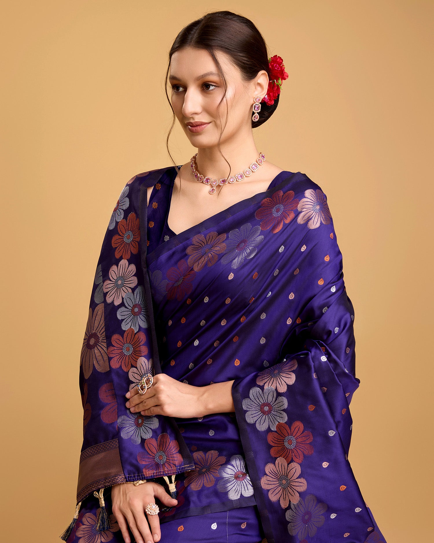 Purple Pure Jacquard Fabric with Sona Chandi Zari – Perfect for Bridal & Festive Ensembles
