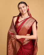 Banarasi Elegance Made Easy – Soft, Breathable Red Sarees for Wedding Glam