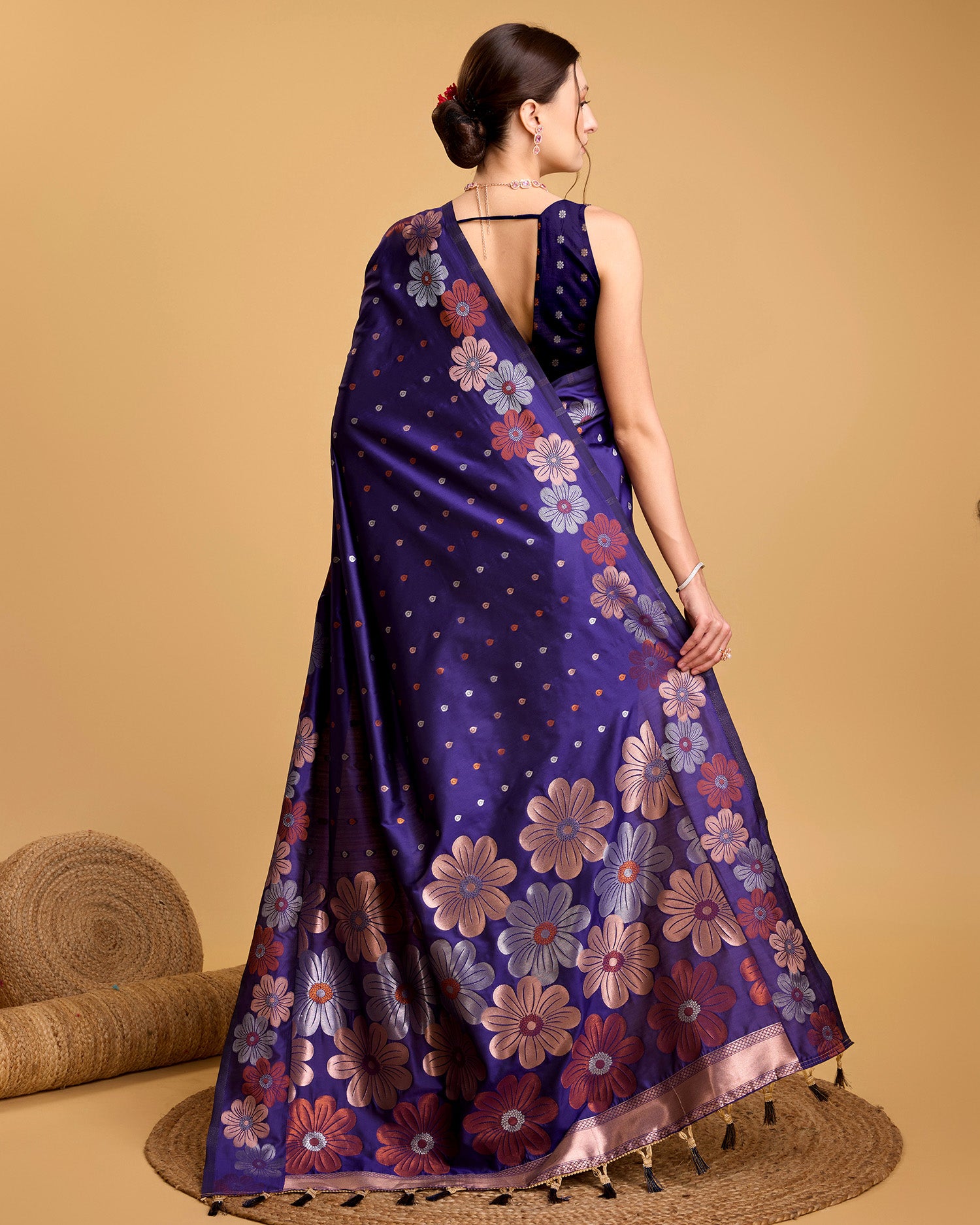 Purple Pure Jacquard Fabric with Sona Chandi Zari – Perfect for Bridal & Festive Ensembles