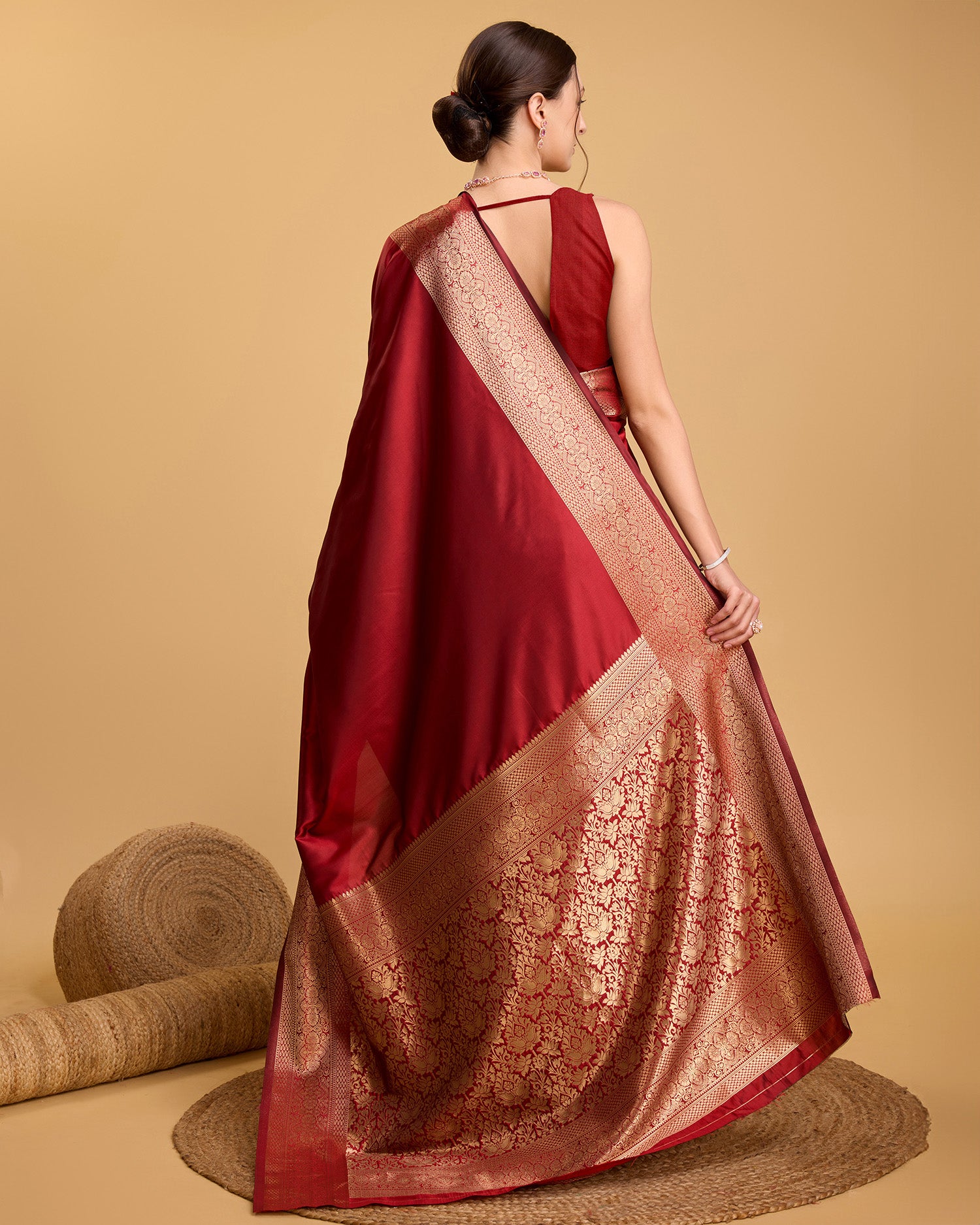 Banarasi Elegance Made Easy – Soft, Breathable Red Sarees for Wedding Glam
