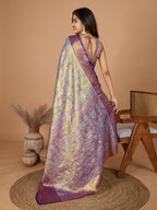 Elegance Redefined: Semi Silk Purple  Sarees in Vibrant Shades with Rich Zari Weave