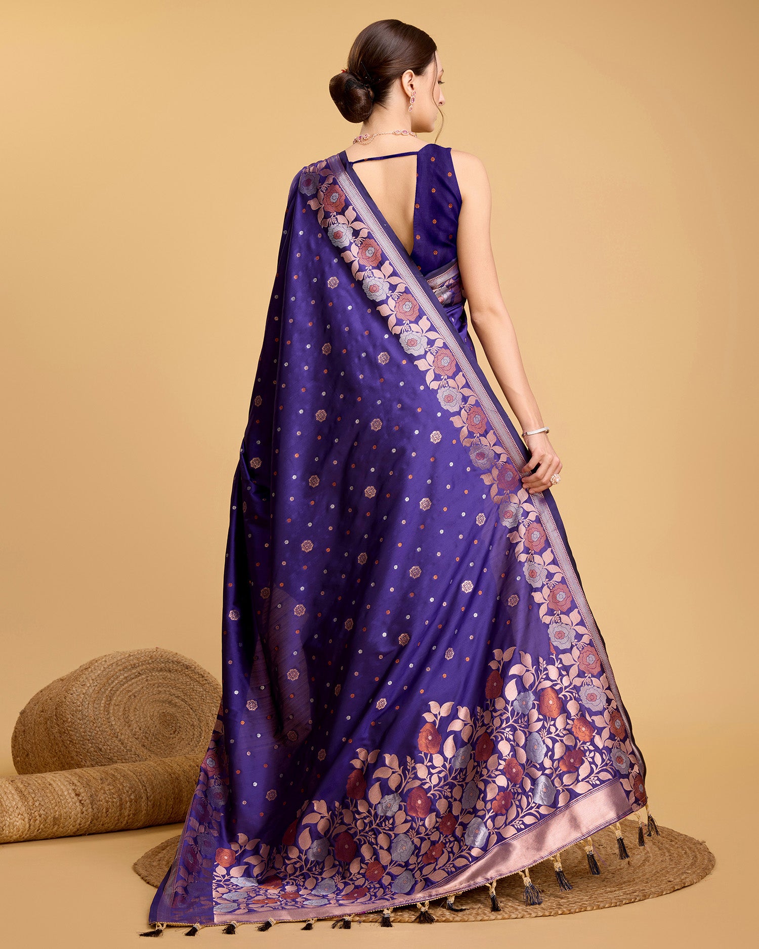 Purple Pure Jacquard Fabric with Sona Chandi Zari – Perfect for Bridal & Festive Ensembles