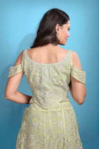 Sea Green Women’s Net Embroidered Lehenga Choli Set – Elegant Ethnic Wear for Festive & Wedding Occasions