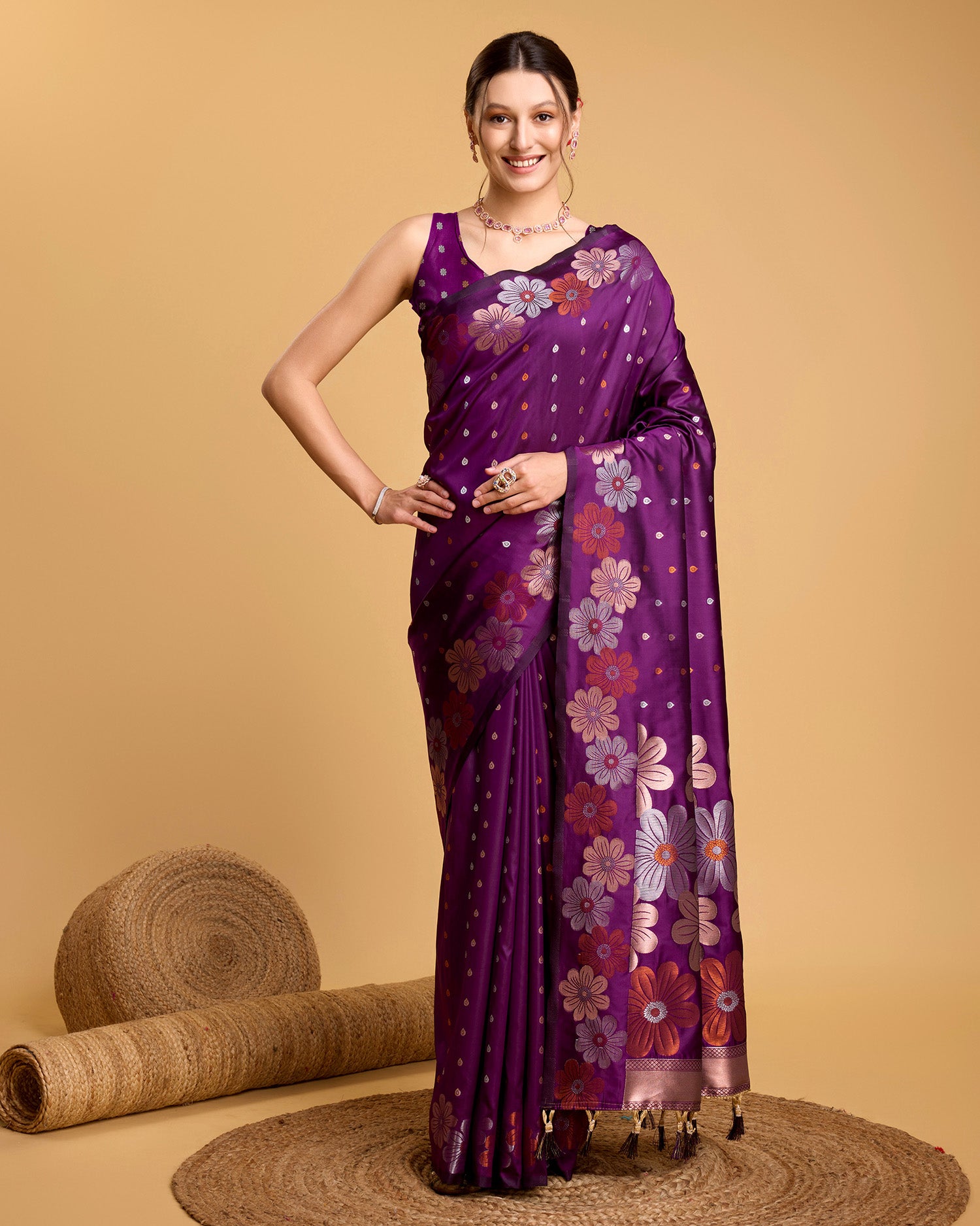 Wine  Pure Jacquard Fabric with Sona Chandi Zari – Perfect for Bridal & Festive Ensembles