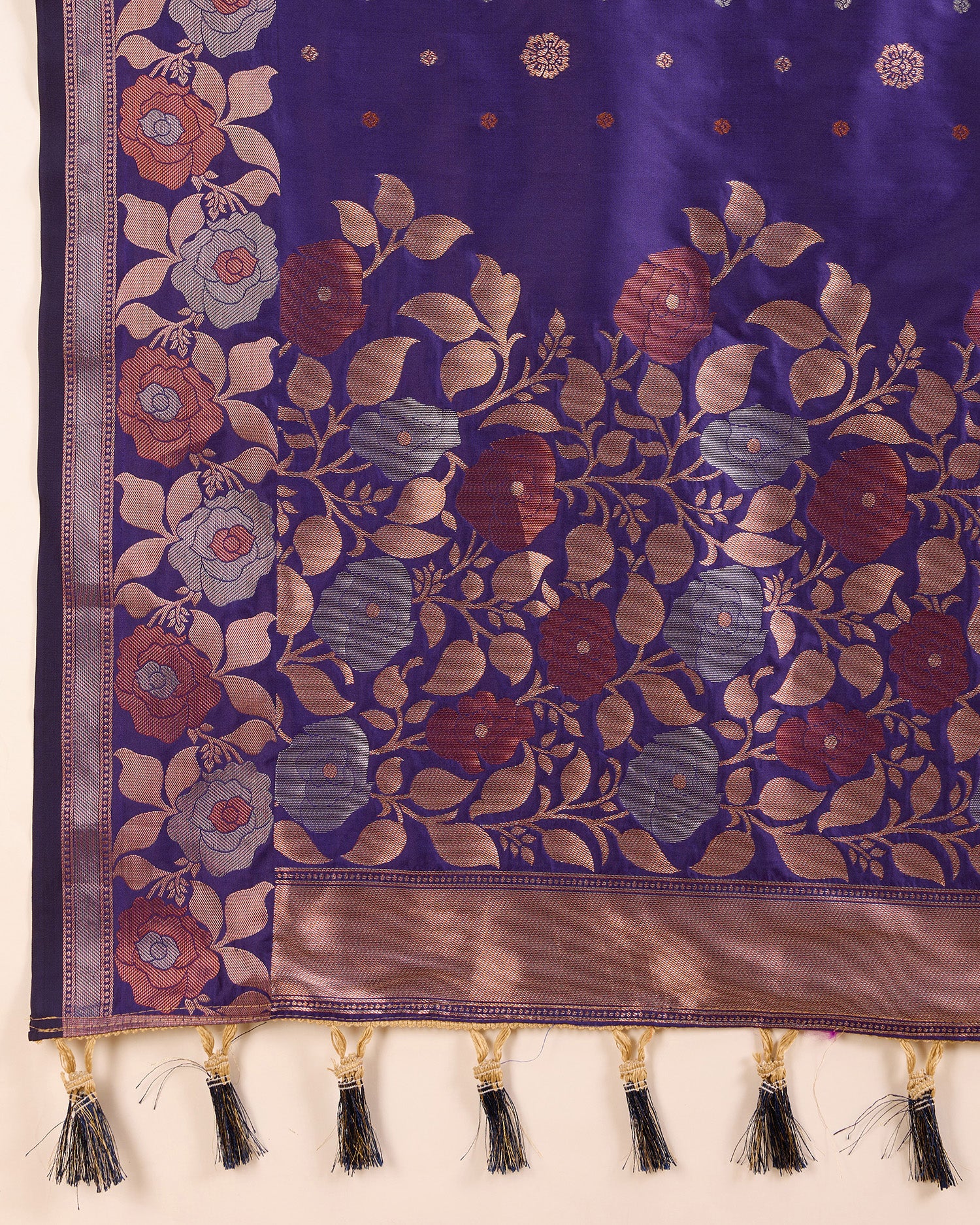 Purple Pure Jacquard Fabric with Sona Chandi Zari – Perfect for Bridal & Festive Ensembles