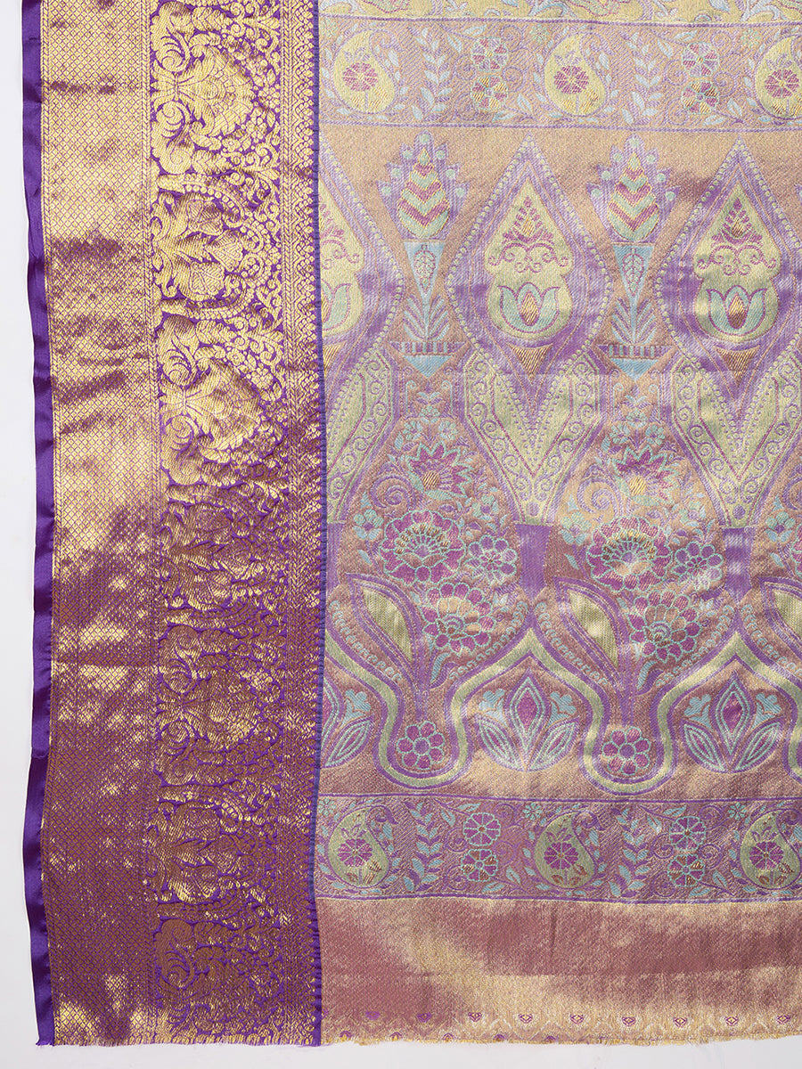Elegance Redefined: Semi Silk Purple  Sarees in Vibrant Shades with Rich Zari Weave