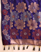 Purple Pure Jacquard Fabric with Sona Chandi Zari – Perfect for Bridal & Festive Ensembles