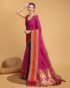 Be Wedding & Festive Ready with Our All-New PURE Jacquard Pink Saree Collection